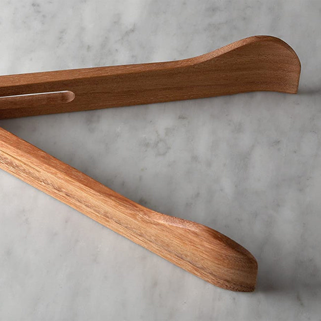 Fox Run Spring Salad Tongs - Brown Wooden Salad Serving Utensils for Fresh Greens, Pasta, Fruit | Perfect for Picnics, BBQs, and Dinner Parties