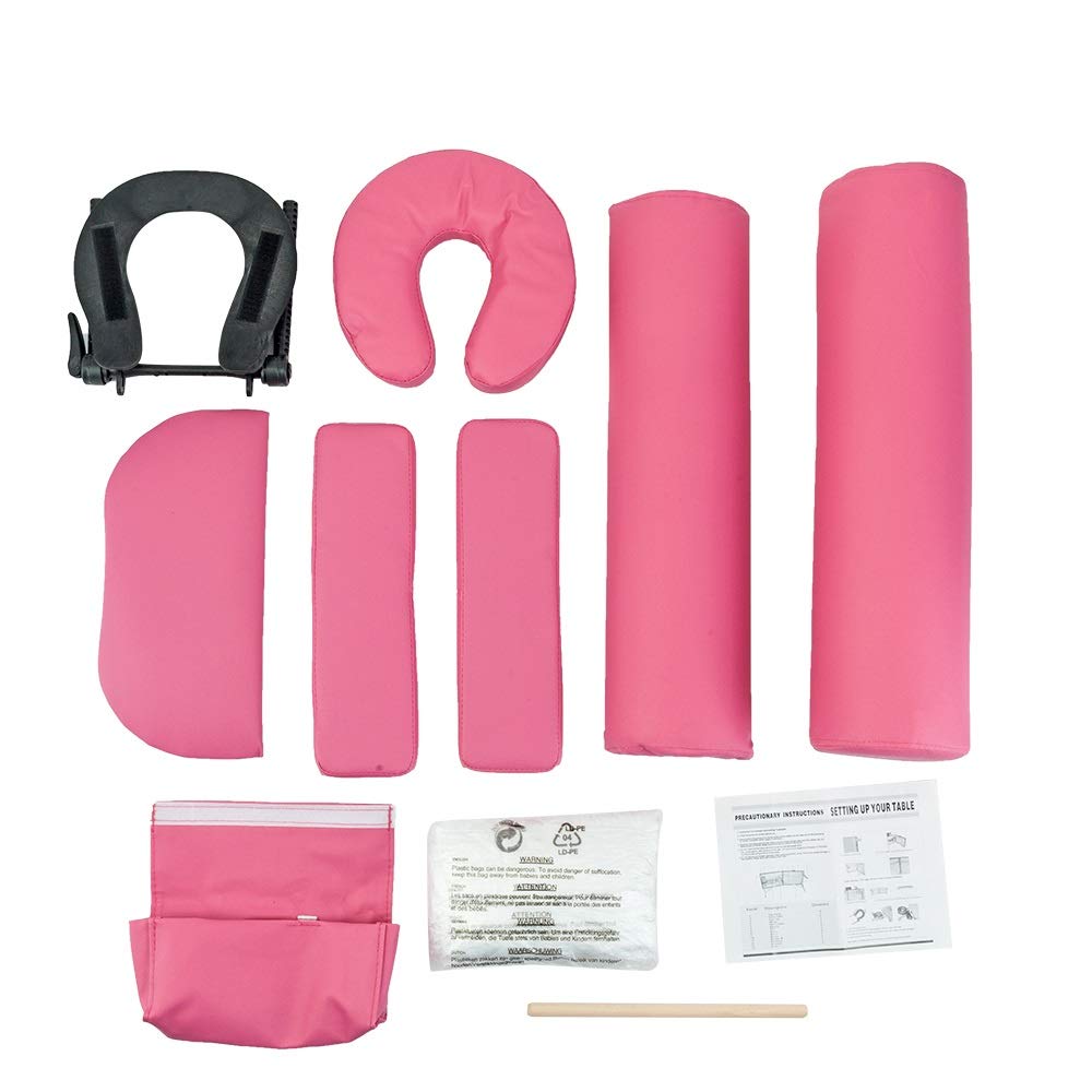 Pink 3-Section Folding Portable Massage Table Set - 70CM Wide for Home Spa, Salon & Professional Use