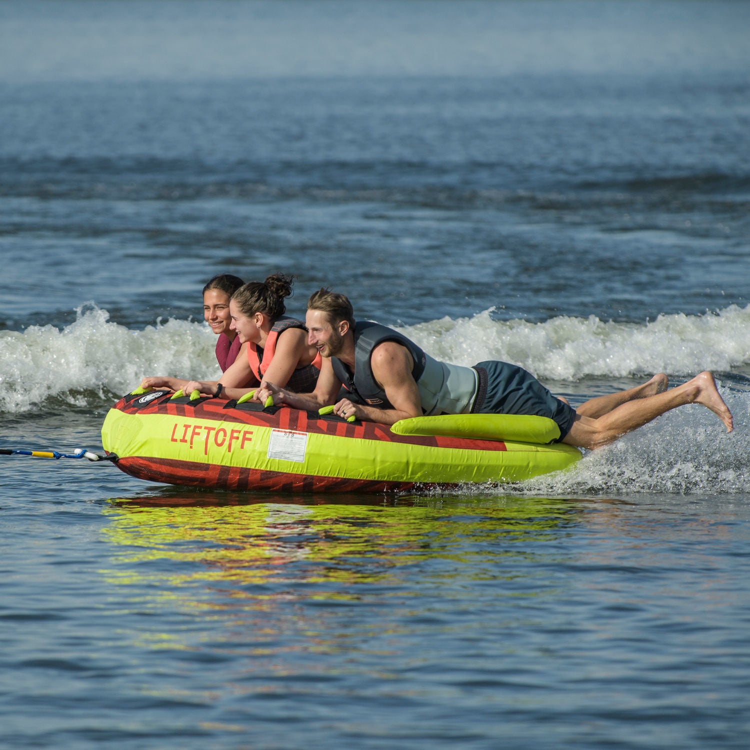 Radar Liftoff Marshmallow Top Towable Tube - 3 Person Inflatable Water Tube for Boating & Lake Fun - Perfect for Family Rides, Beach Parties & Summer Water Sports