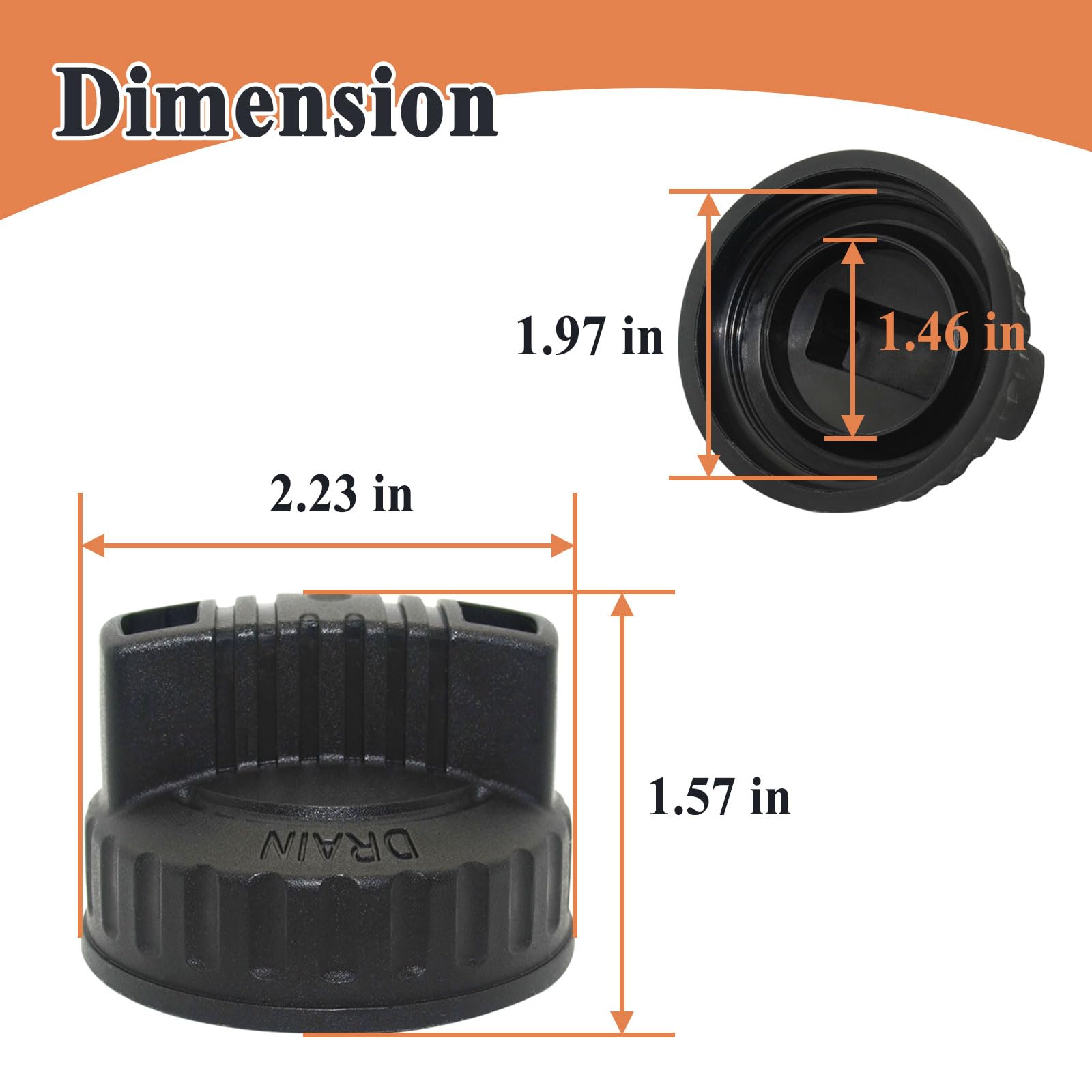 47922 Wet/Dry Vacuum Drain Cap Replacement Part - 1.97'' ID Dust Collector Accessory for Shop Vacs, Industrial Vacuums & Cleaning Equipment - Perfect for Workshop, Garage & Home Cleaning Tasks