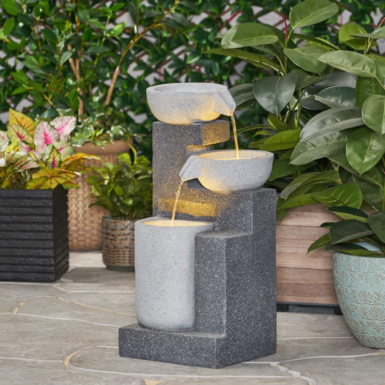 Christopher Knight Home Catoosa Outdoor Fountain - Multi Gray Stone Water Feature for Garden, Patio, or Yard Decor | Relaxing & Elegant Landscape Accent