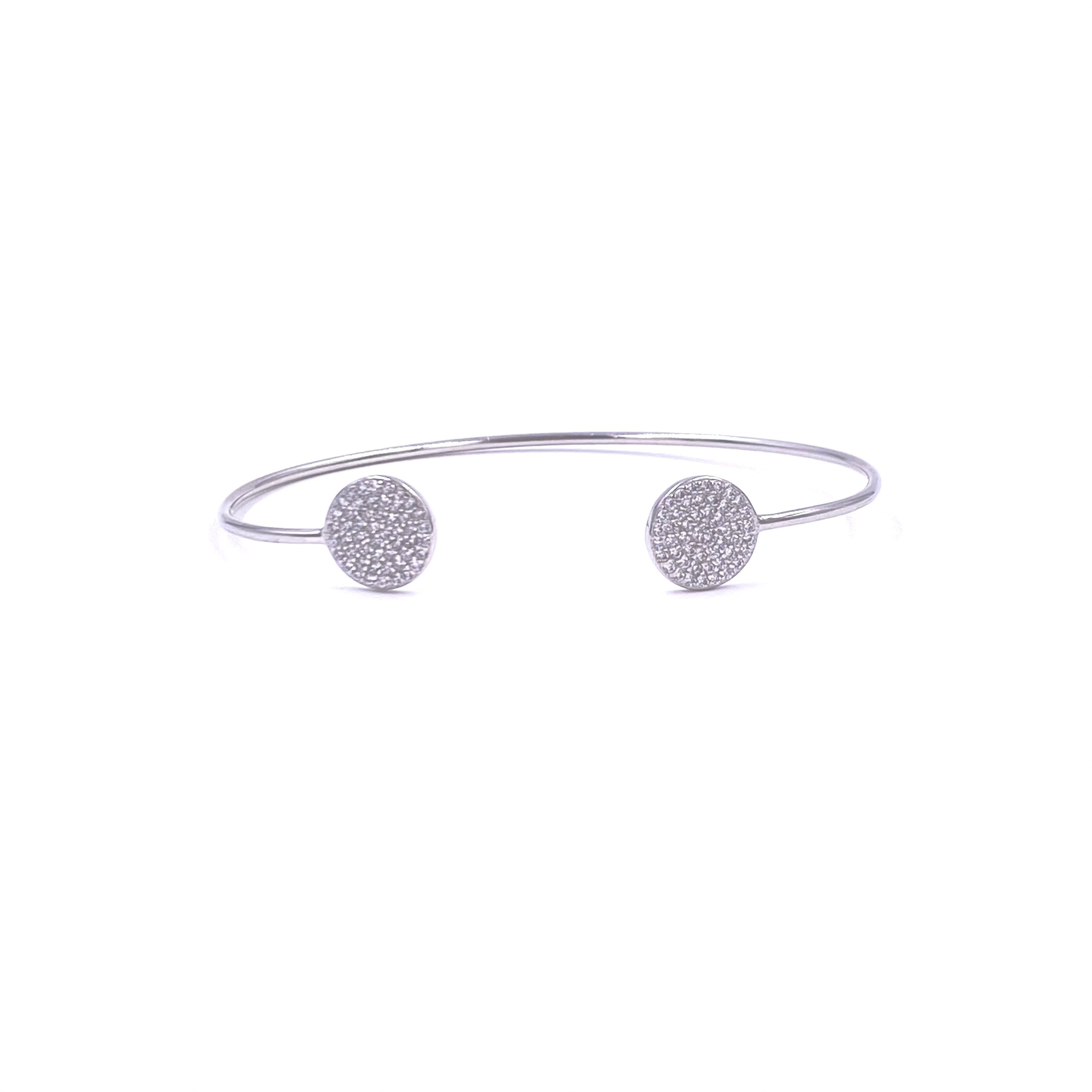 Ashley Gold Sterling Silver Bangle Bracelet with Cubic Zirconia Disc - Elegant Jewelry for Women, Perfect for Parties, Weddings & Everyday Wear