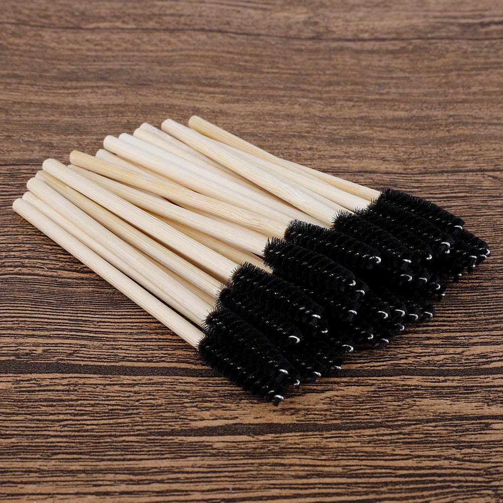LIDEBLUE 100pcs Disposable Mascara Wands with Wooden Handle - Eyelash Extension Brushes, Spoolies for Professional Makeup Artists & DIY Beauty - Perfect for Salon, Home Use & Travel