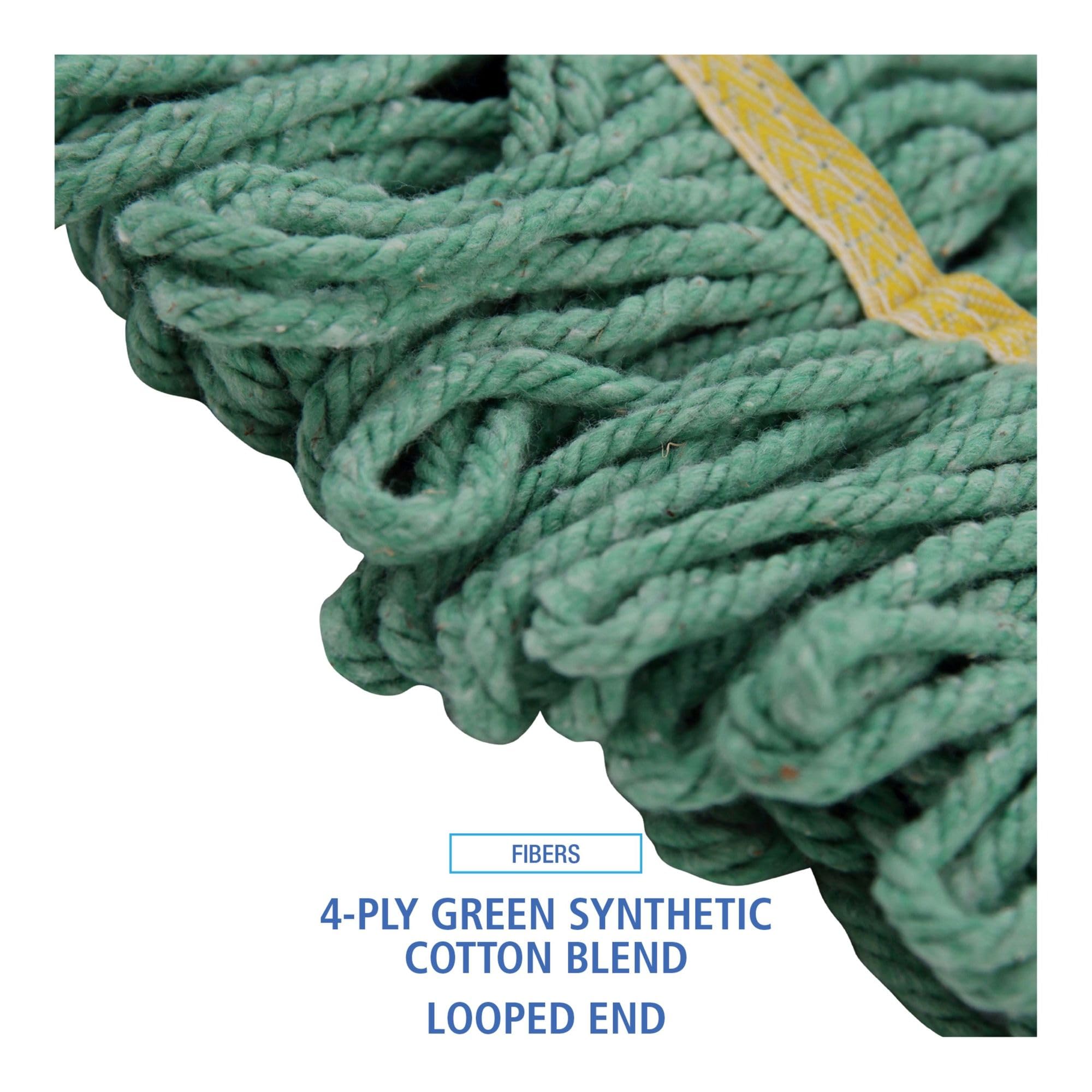 Boardwalk BWK501GN 5-Inch Super Loop Cotton/Synthetic Wet Mop Head - Small, Green (12-Pack) - Ideal for Kitchen, Bathroom & Hard Floor Cleaning