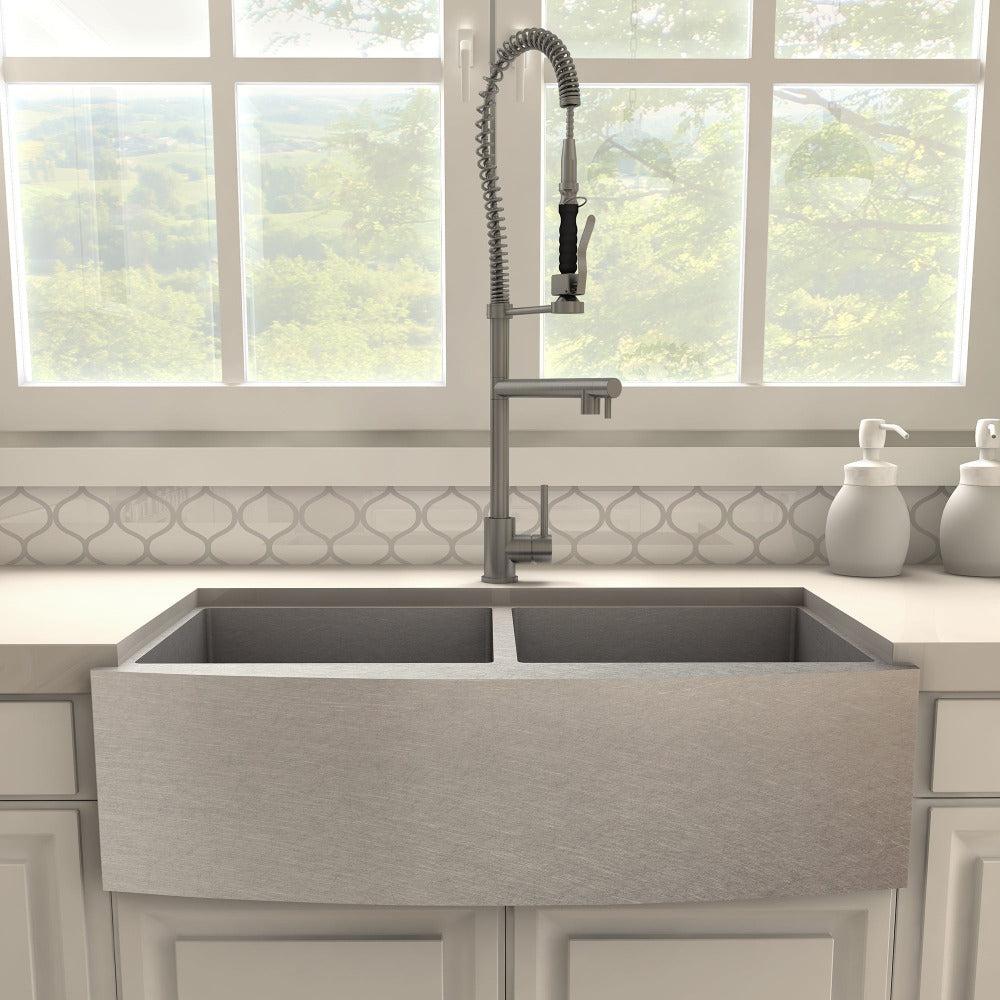ZLINE Van Gogh Pull Down Spring Kitchen Faucet with Pot Filler in Gun Metal - High Arc Commercial Style Faucet for Modern Kitchens, Restaurants & Food Prep Areas (VNG KF GM)