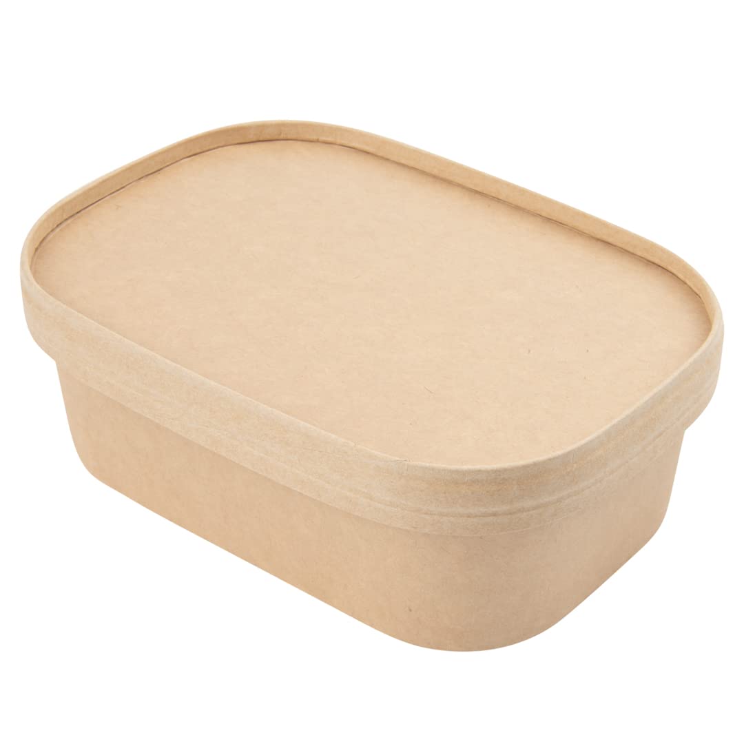 Restaurantware Bio Tek 22oz Eco-Friendly Disposable Food Containers - 100 Pack PE Coated Kraft Paper Bowls for Takeout, Freezer Safe, Hot & Cold Foods (Lids Sold Separately) | Perfect for Restaurants, Catering, Meal Prep & Picnics