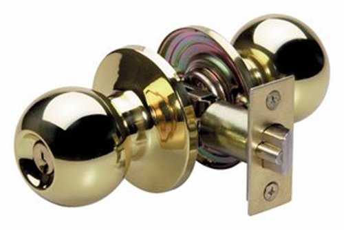 Master Lock BAO0103 Ball Door Knob with Keyed Lock - Polished Brass Finish for Home, Office & Apartment Security