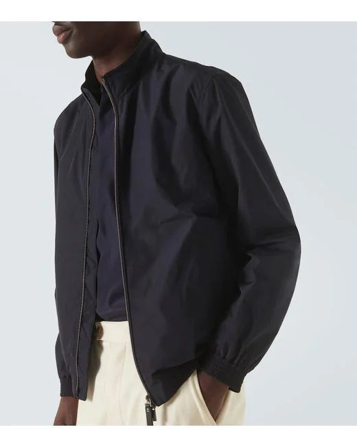 CANALI Men's Solid Color Lightweight Windbreaker Jacket - Water-Resistant & Breathable for Outdoor Activities, Travel & Casual Wear