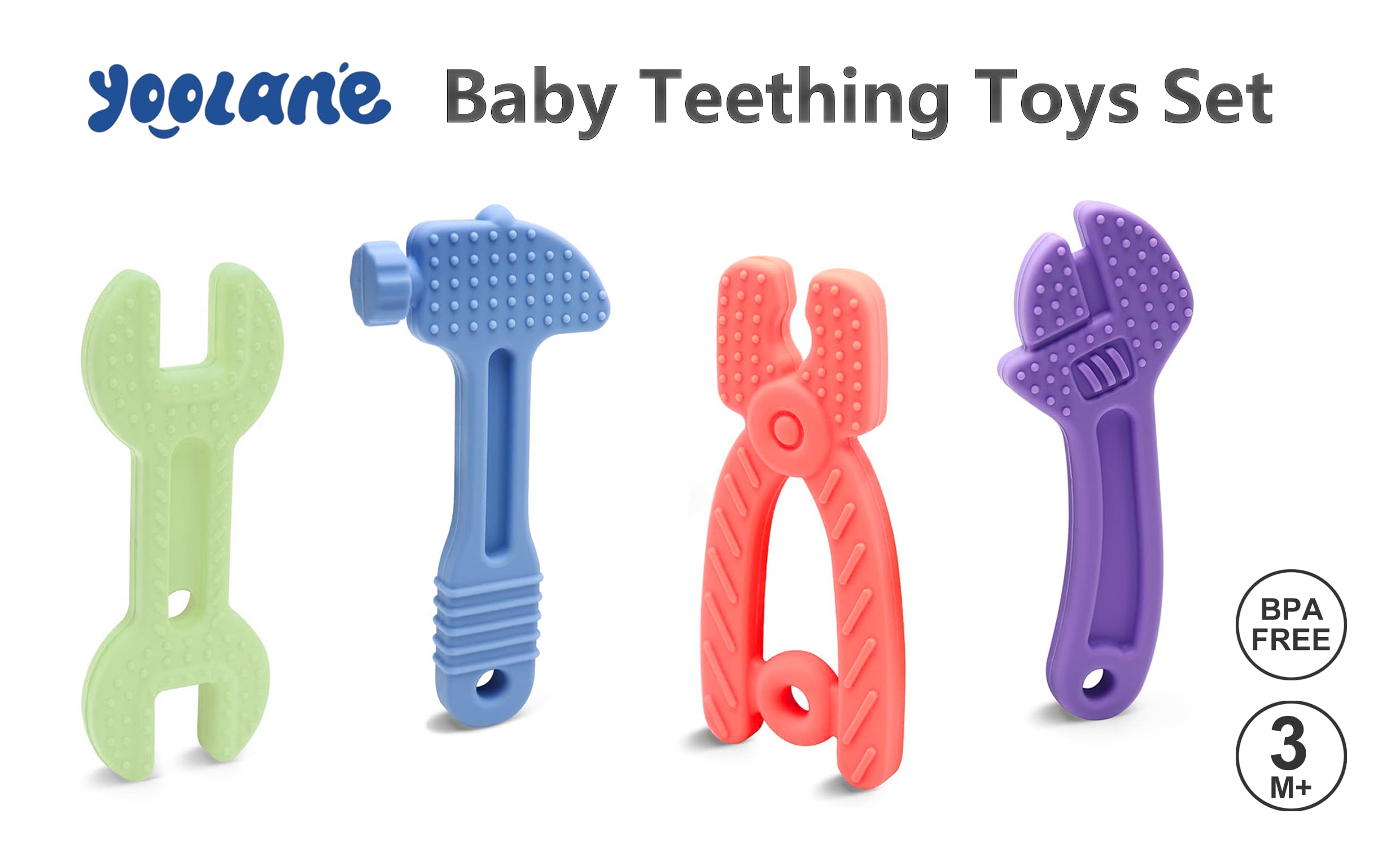 **Organic Silicone Baby Teething Toys for Infants 3-24 Months - BPA-Free, Freezable Chew Toys for Soothing Sore Gums - 4-Piece Set for Boys & Girls - Perfect for Home, Travel & Daycare Gifts**