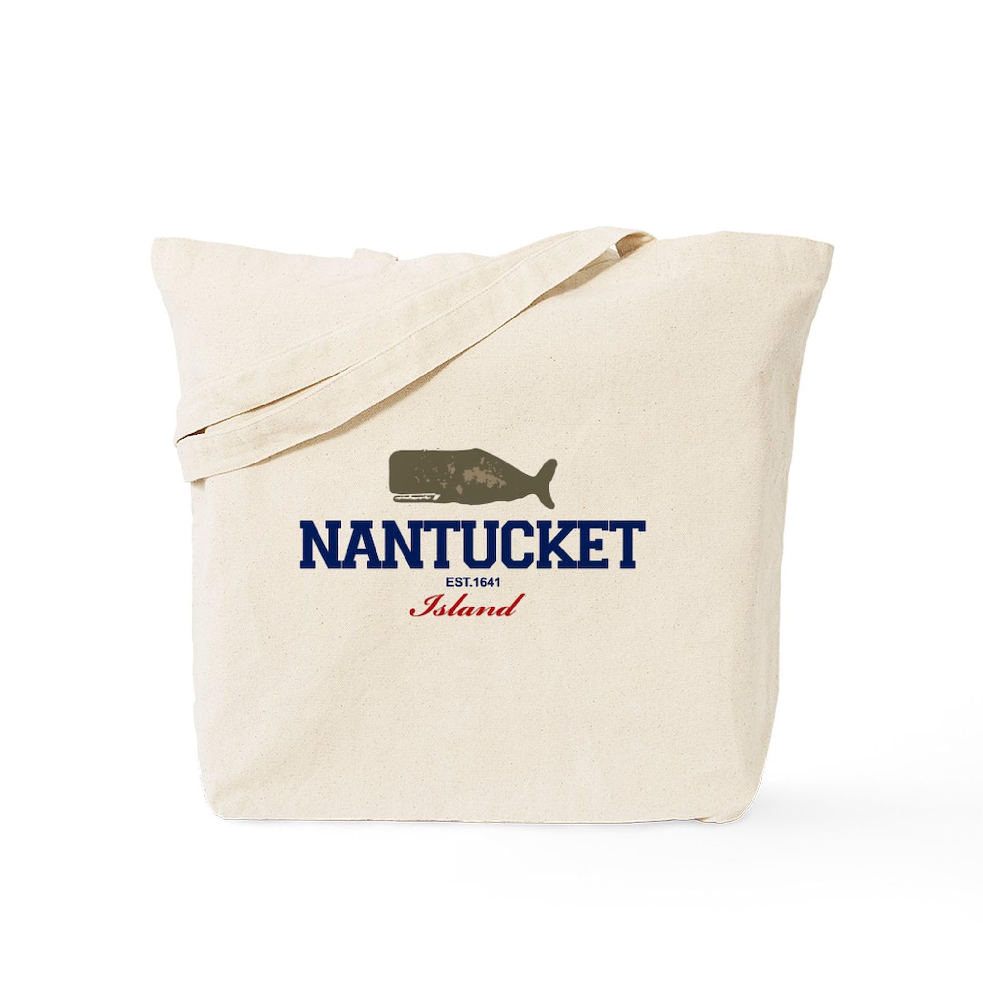 Nantucket Massachusetts Tote Bag - Natural Canvas Reusable Shopping Bag for Groceries, Beach Trips & Daily Errands