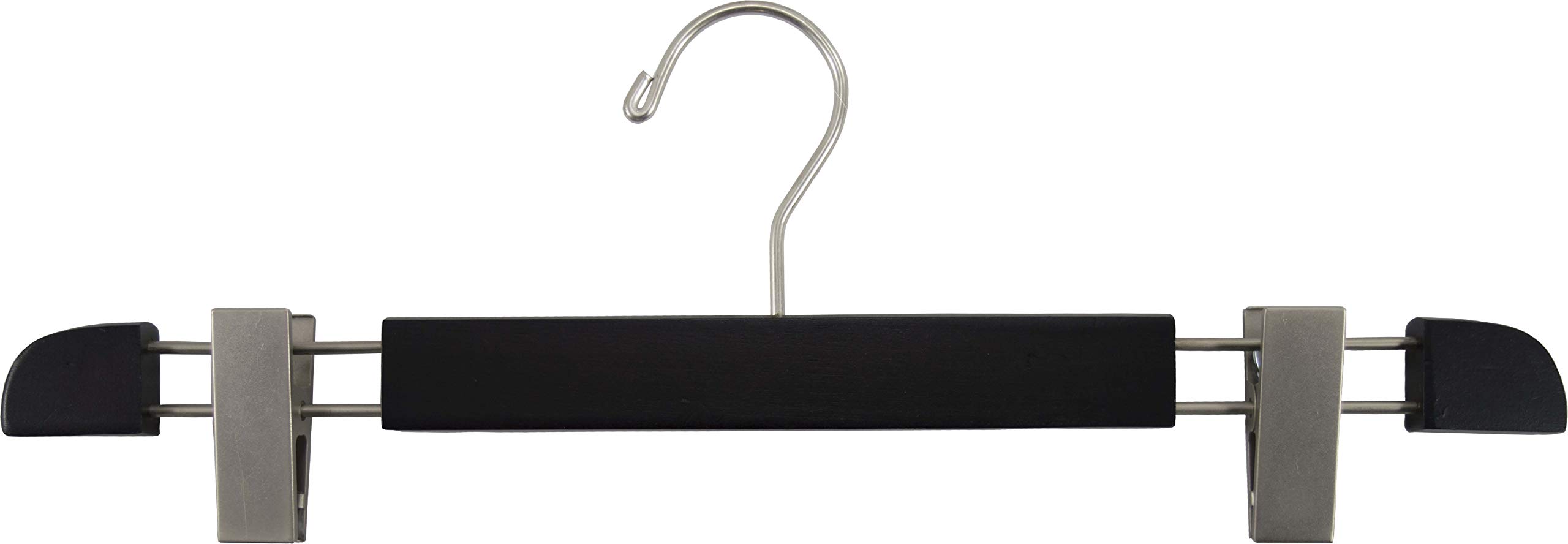 Premium Wooden Pants Hangers with Adjustable Clips - 360° Swivel Hook for Skirts & Trousers | Space-Saving Low Profile Design (25-Pack, Espresso) - Ideal for Closet Organization & Retail Display