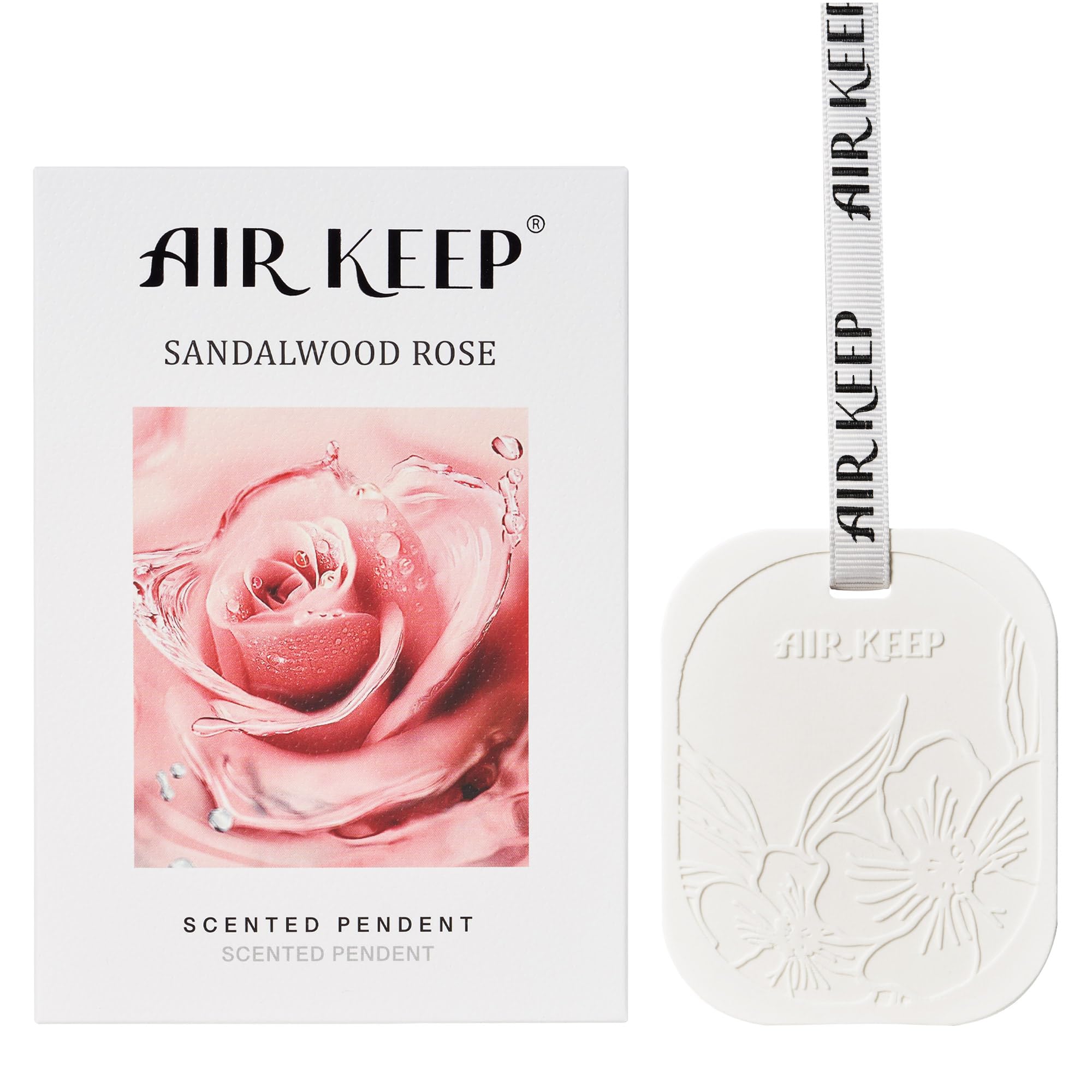 Airkeep Handmade Sandalwood Rose Ceramic Car Air Freshener - Natural Fragrance for Cars, Drawers, Closets, and Home Décor - Perfect Gift for Men and Women
