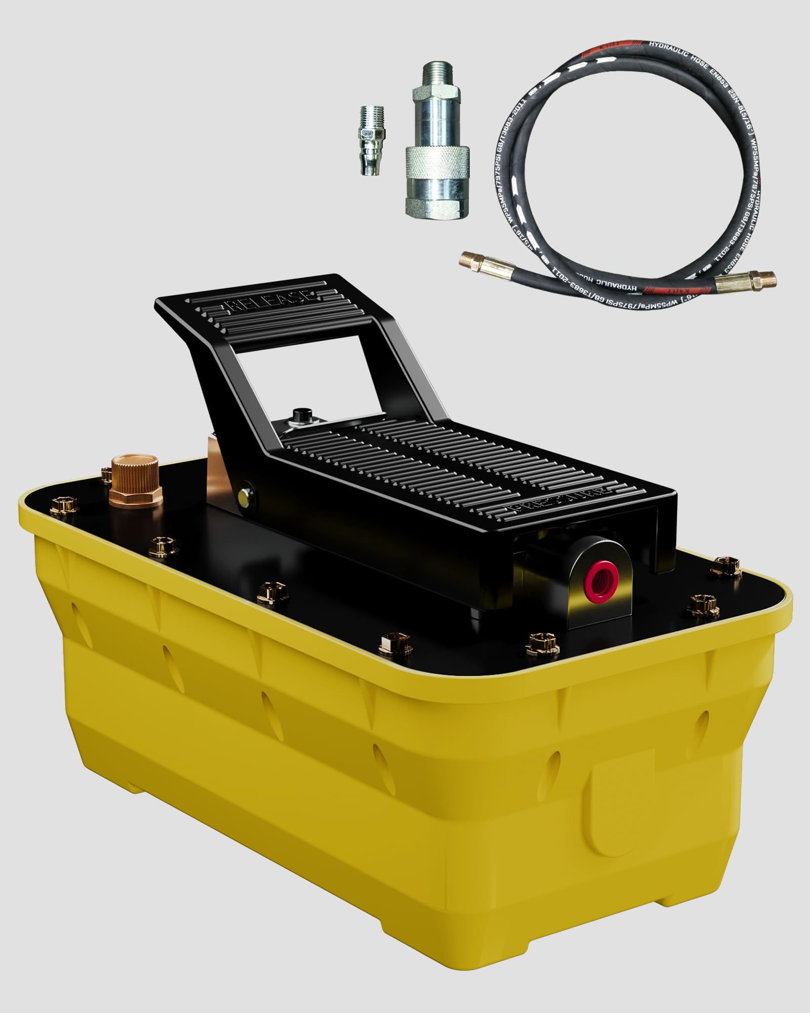 10,000 PSI Air Hydraulic Pump with 1/2 Gal (1.6L) Reservoir - Foot Operated Heavy Duty Hydraulic Pump for Auto Repair, Machinery Lifting & Industrial Applications - Ideal for Car Jacks, Presses and Equipment Maintenance