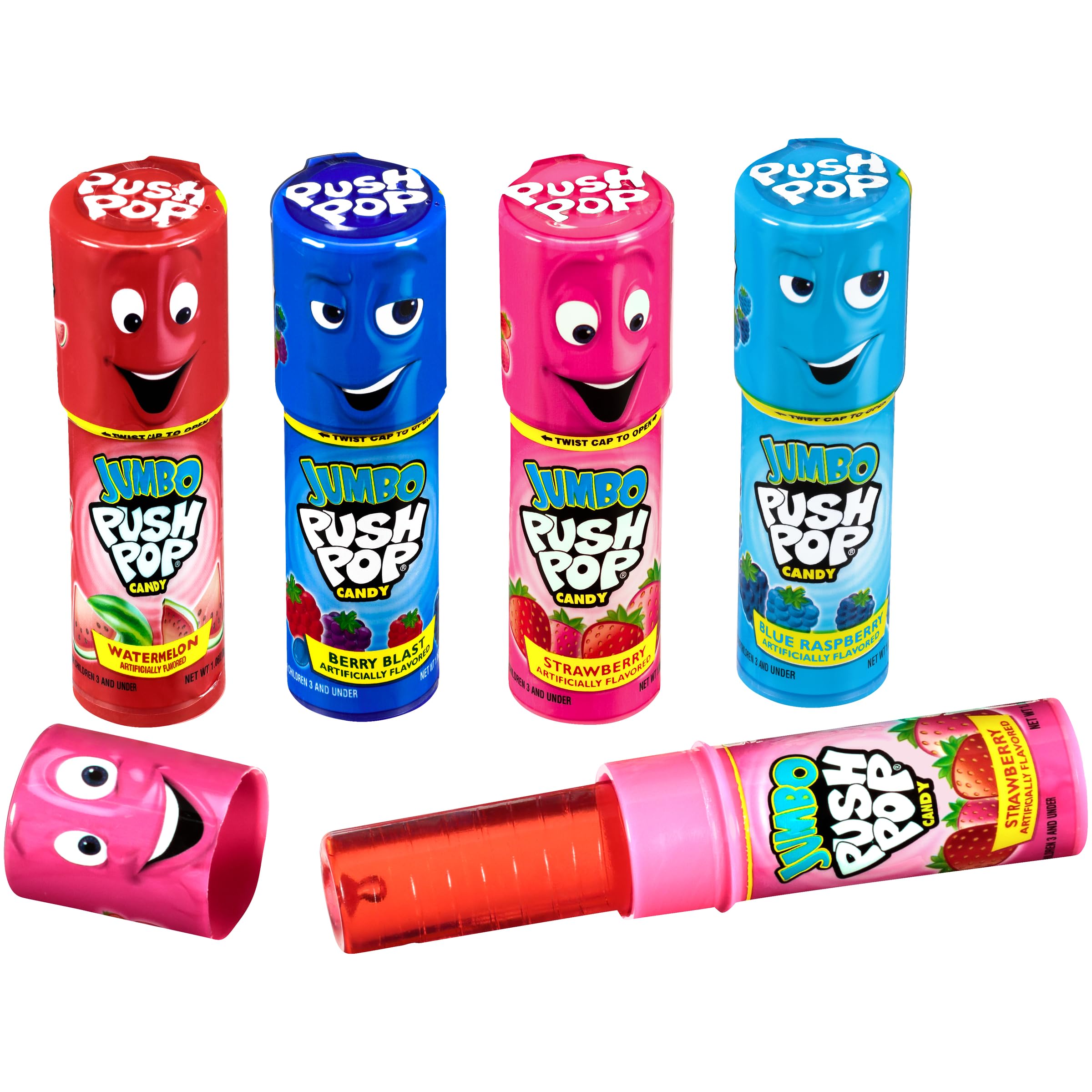 Jumbo Push Pop Bulk Lollipops - Individually Wrapped Easter Party Candy Variety Pack (5 Assorted Fruity Flavors) - Fun Treats for Easter Baskets, Birthday Parties & Classroom Rewards