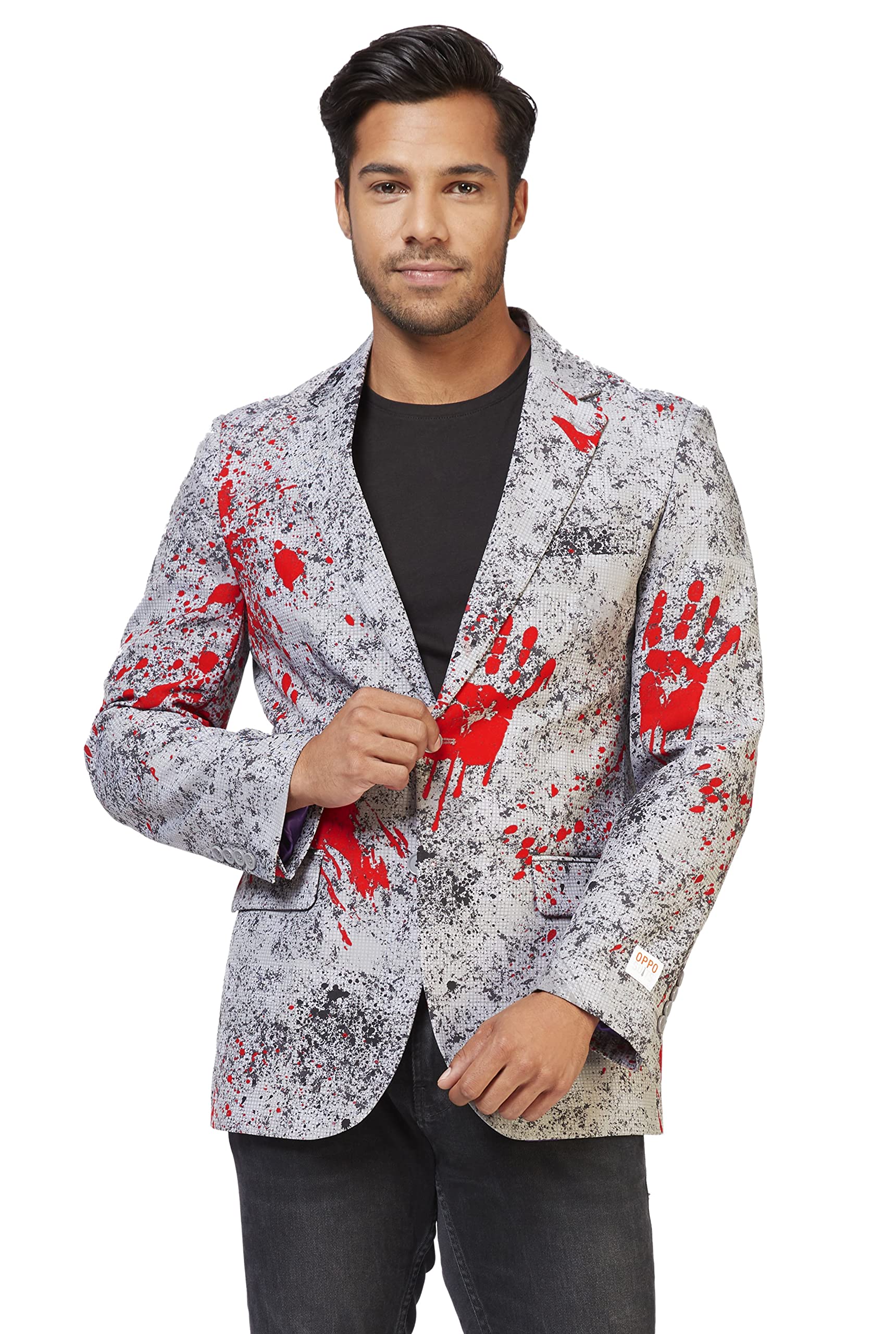 Opposuits Men's Tall Zombiac Costume Jacket with Tie - Halloween, Cosplay, and Themed Party Outfit for Standout Looks