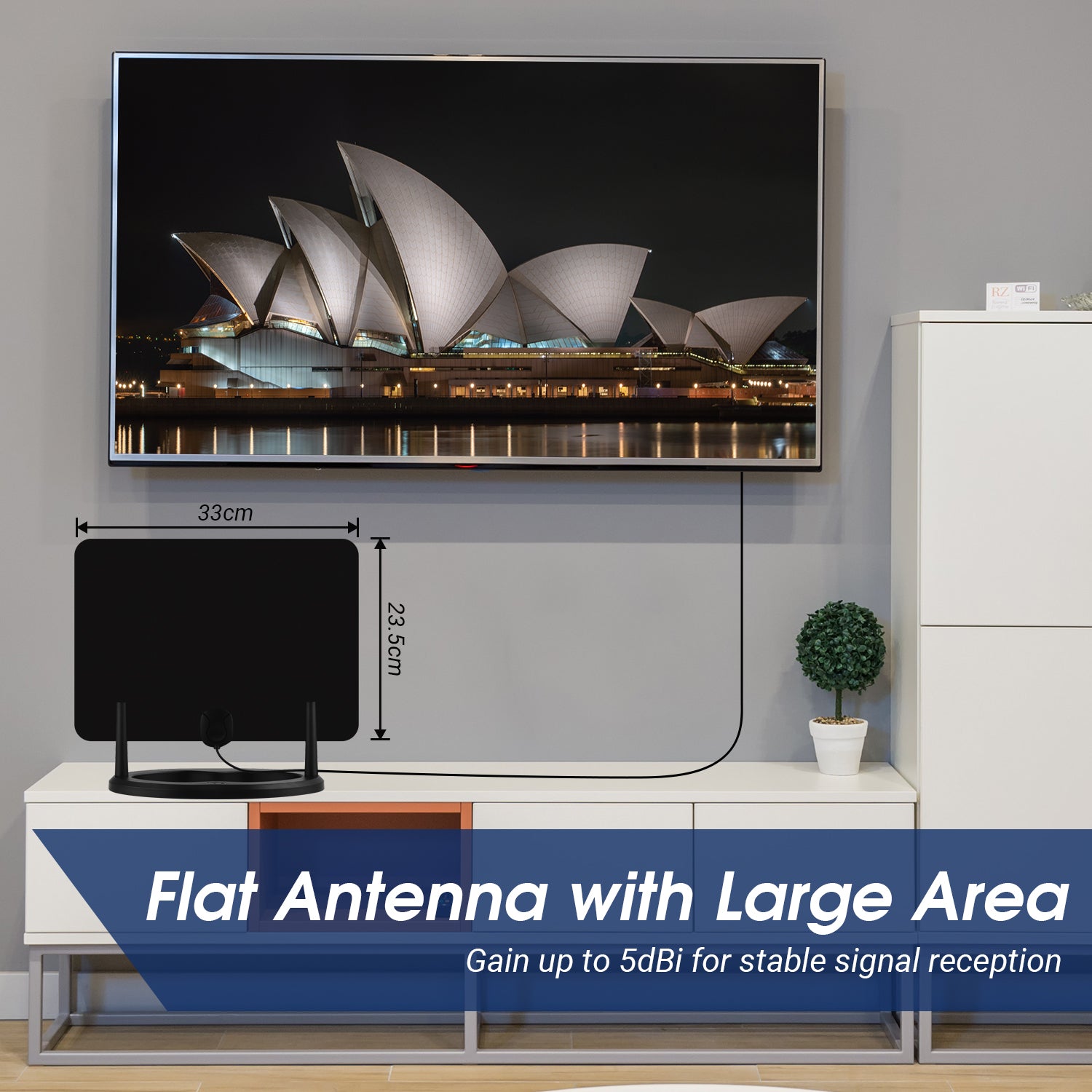 Digital TV Aerial Flat Antenna for Freeview & Freeview HD - August DTA455 | Indoor HDTV Reception for Home & RV Use