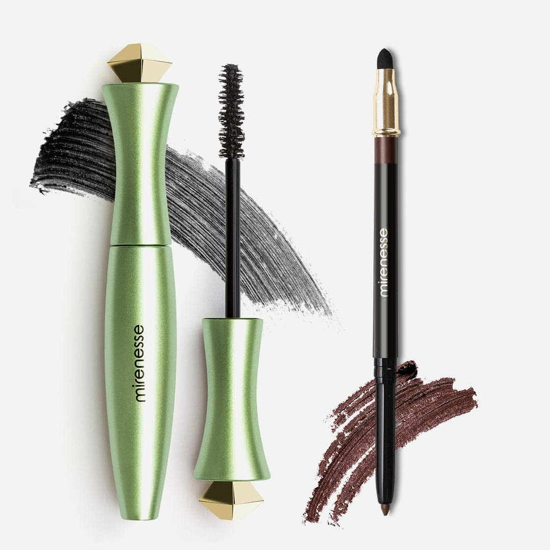 Organic Secret Weapon 24-Hour Long Lasting Mascara - Black + Waterproof Eyeliner - Brown | Natural Makeup for Everyday Wear & Special Occasions