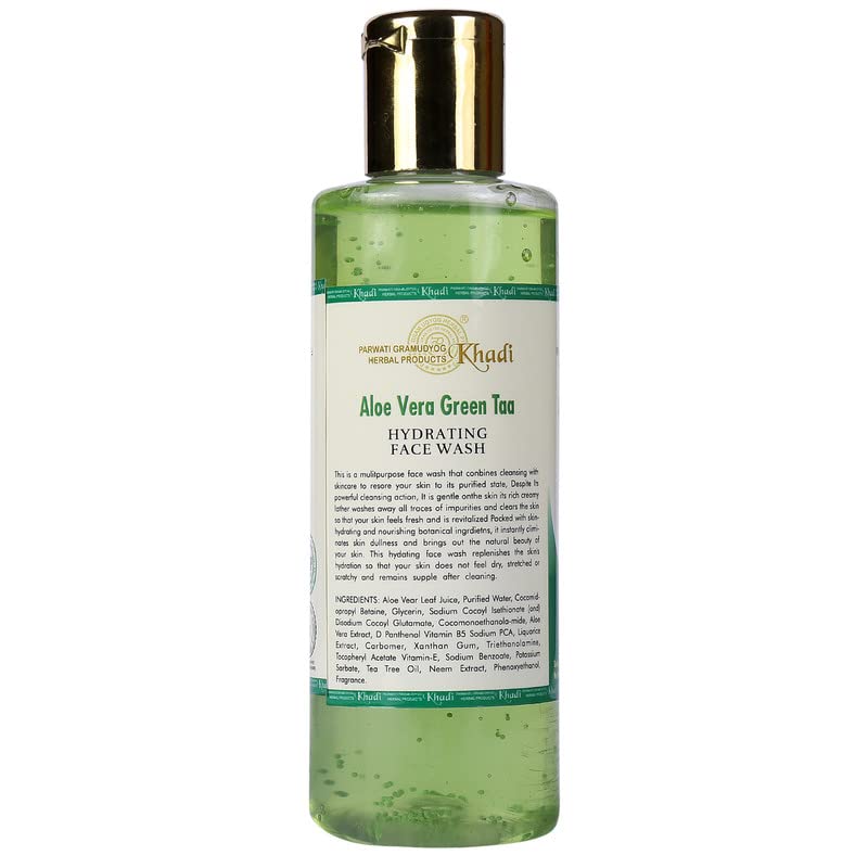 Parwati Gramudyog Herbal Aloe Vera & Green Tea Face Wash - SLS & Paraben Free, Anti-Acne, Brightening Formula for Radiant Skin - 210ml (Pack of 1) | Perfect for Daily Cleansing & Glowing Complexion