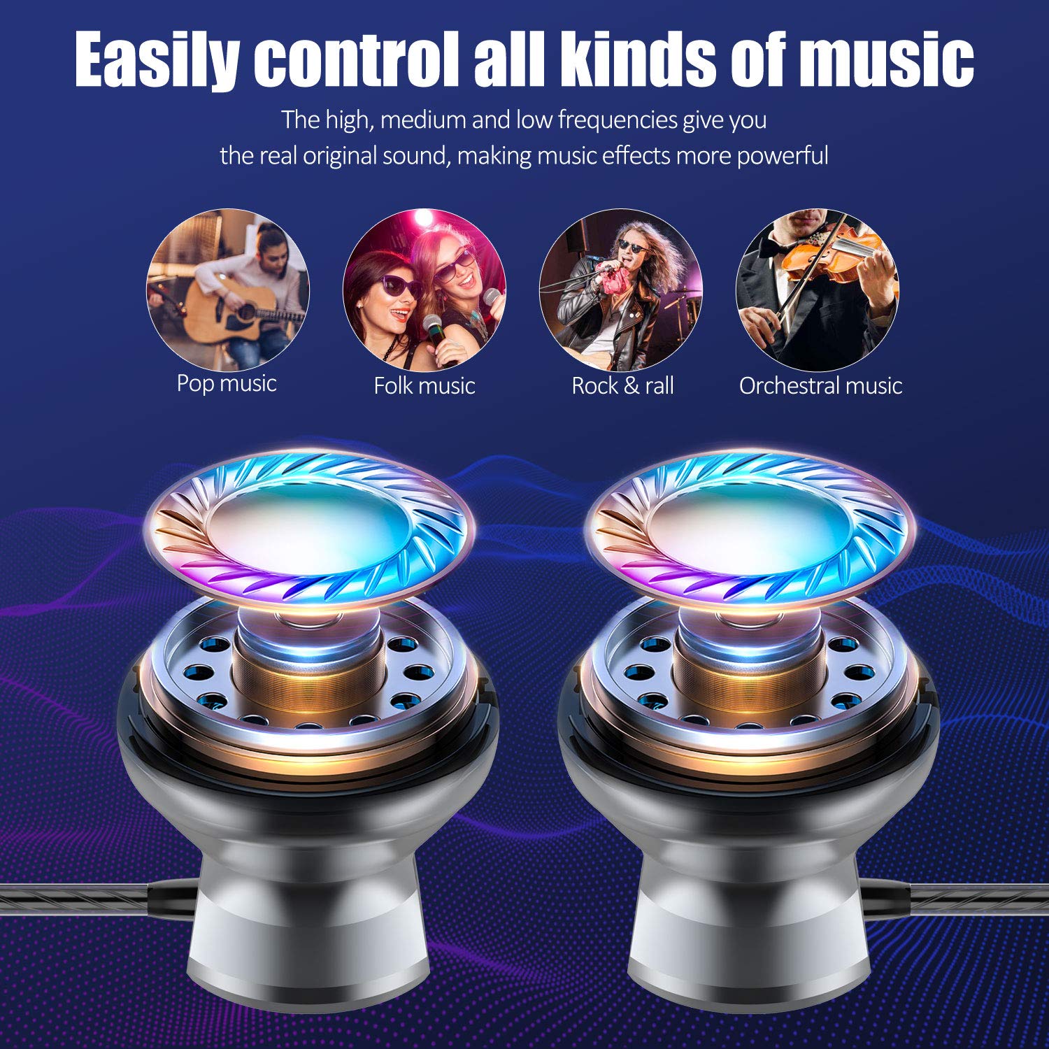 HOISTAC Wired Earbuds with Microphone, Magnetic Sport In-Ear Headphones, Noise Isolation, HD Sound & Powerful Bass for Huawei, Samsung, Xiaomi, OPPO - Perfect for Workouts, Commuting & Gaming (1 Pack)