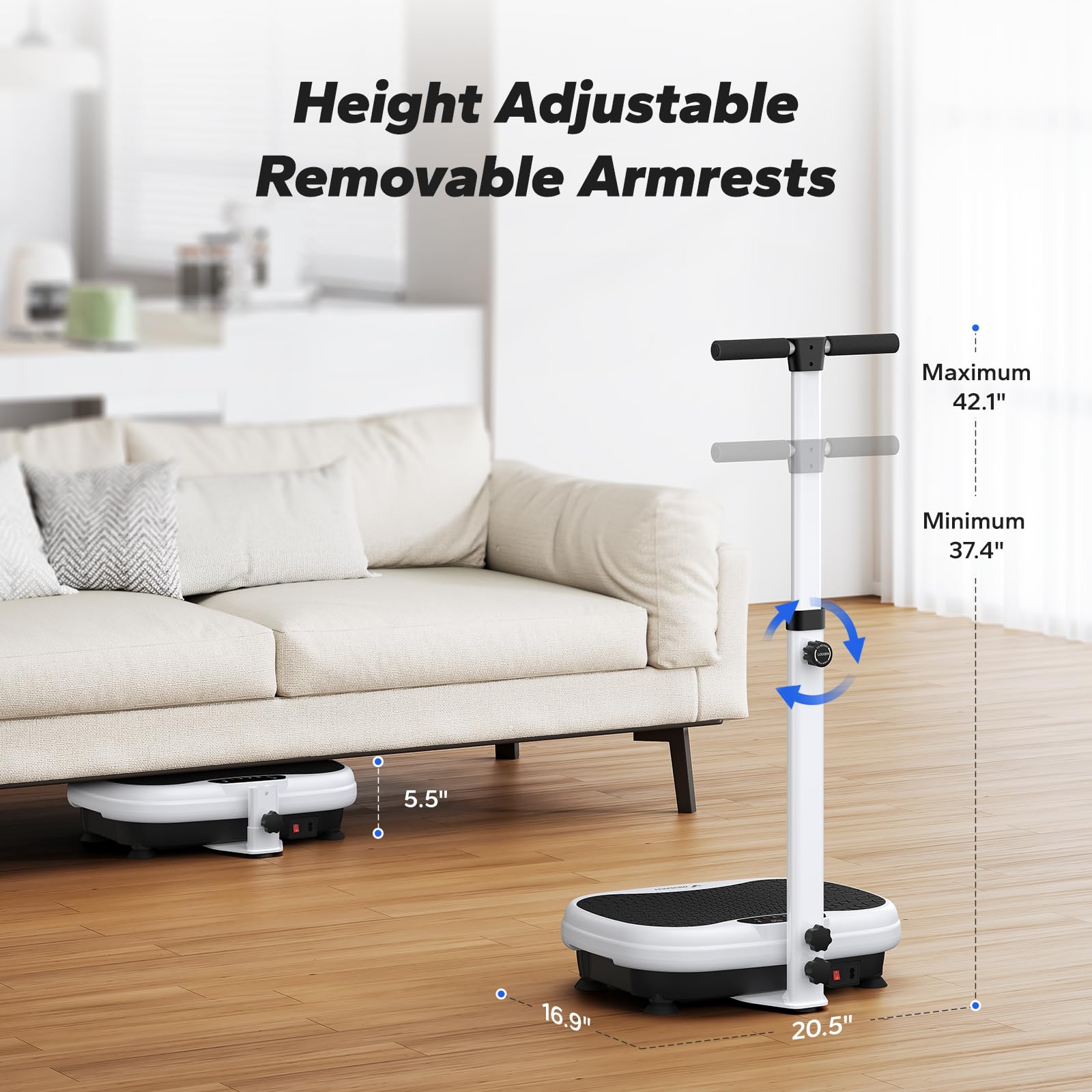 MERACH Vibration Plate Exercise Machine with Handrails - Full Body Workout Platform for Home Fitness, Weight Loss & Muscle Toning - Ideal for Women & Men (Use for Post-Workout Recovery, Cellulite Reduction & Improved Circulation)