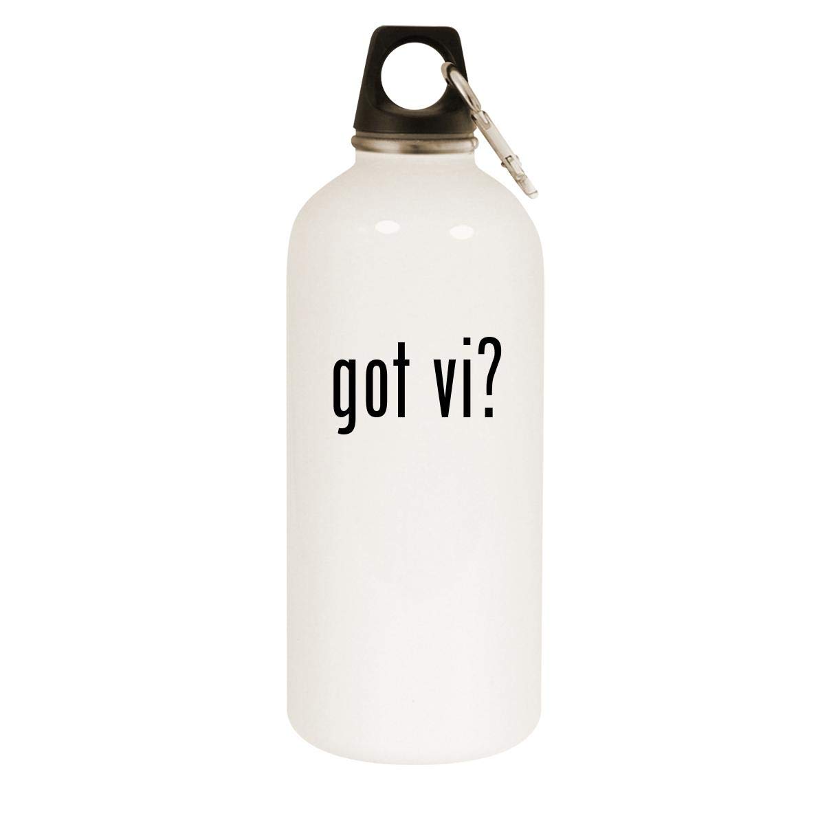 20oz Stainless Steel White Water Bottle with Carabiner - Leakproof Insulated Water Bottle for Hiking, Gym & Outdoor Activities