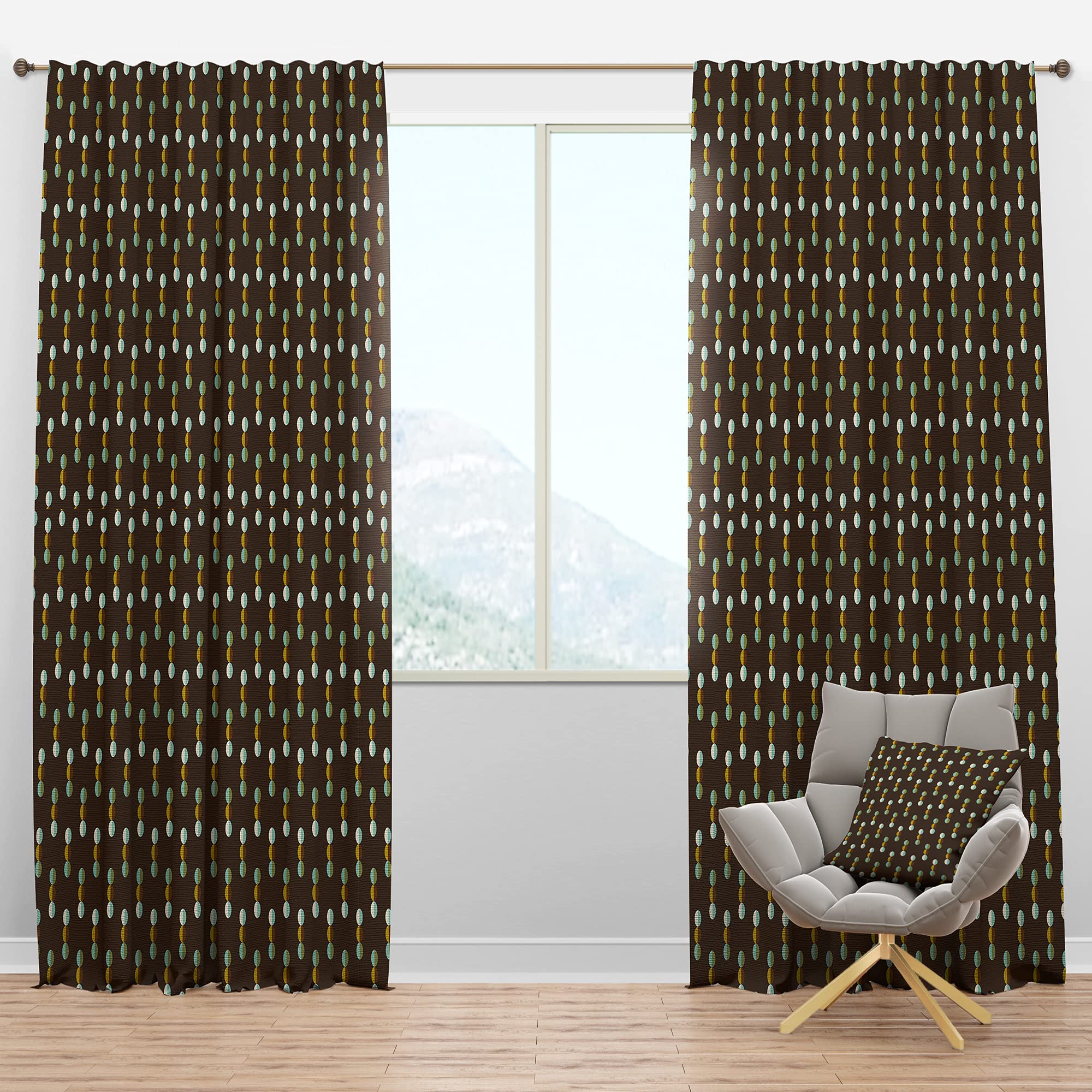 DesignQ Blackout Curtains 'Geometric Mod Dots' - Thermal Insulated Room Darkening Window Drapes for Bedroom & Living Room - Single Panel 52x63 Inches - Perfect for Home Theater, Nursery & Light Sleepers