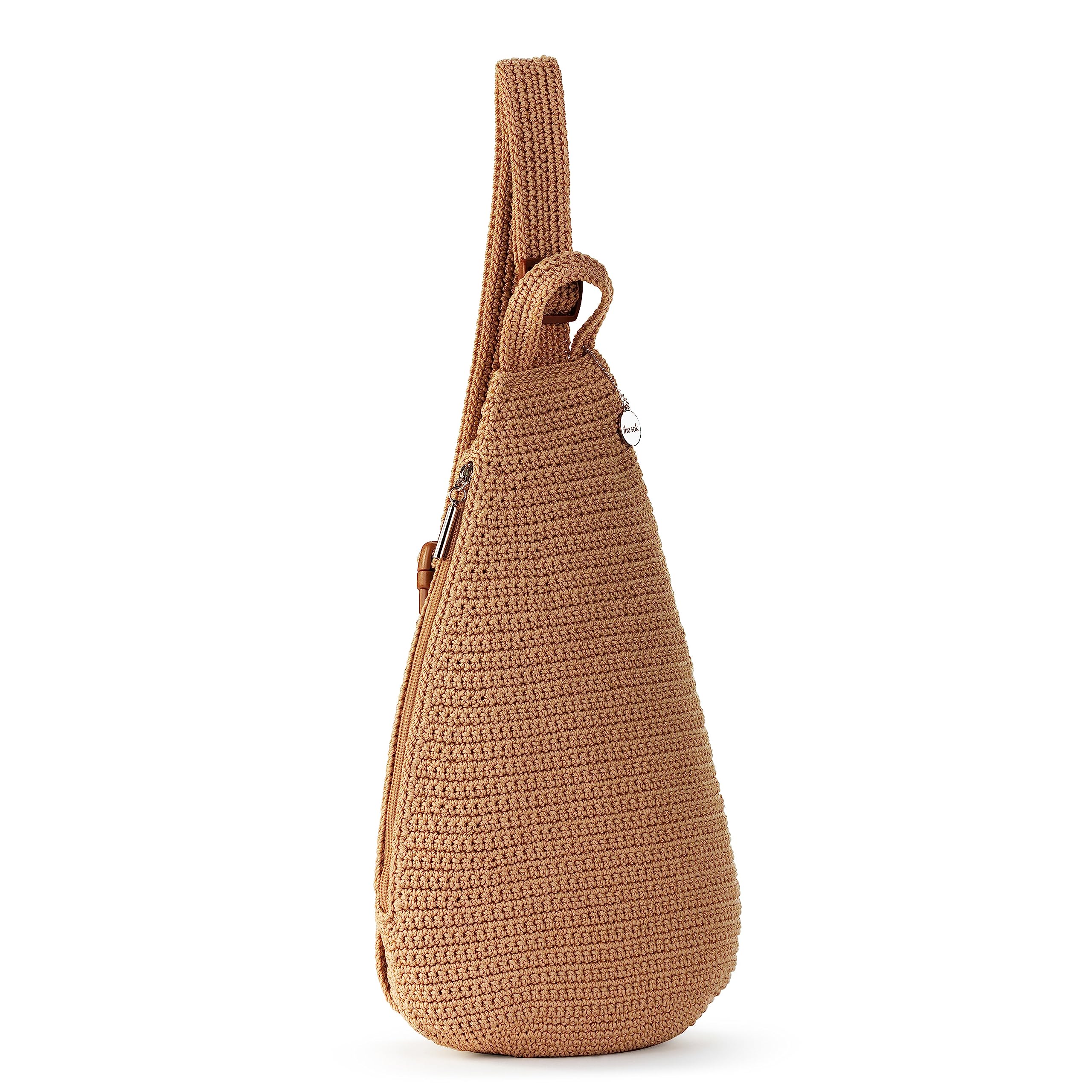 The Sak Geo Sling Backpack - Crochet Crossbody Bag with Adjustable Bamboo Shoulder Strap | Perfect for Travel, Hiking & Everyday Use
