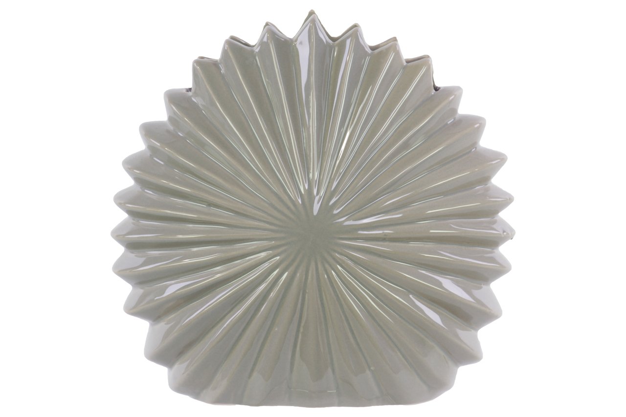 Urban Trends Ceramic Shell Flower Vase Light in Gloss Gray - Elegant Home Decor for Living Room, Bedroom & Wedding Centerpieces