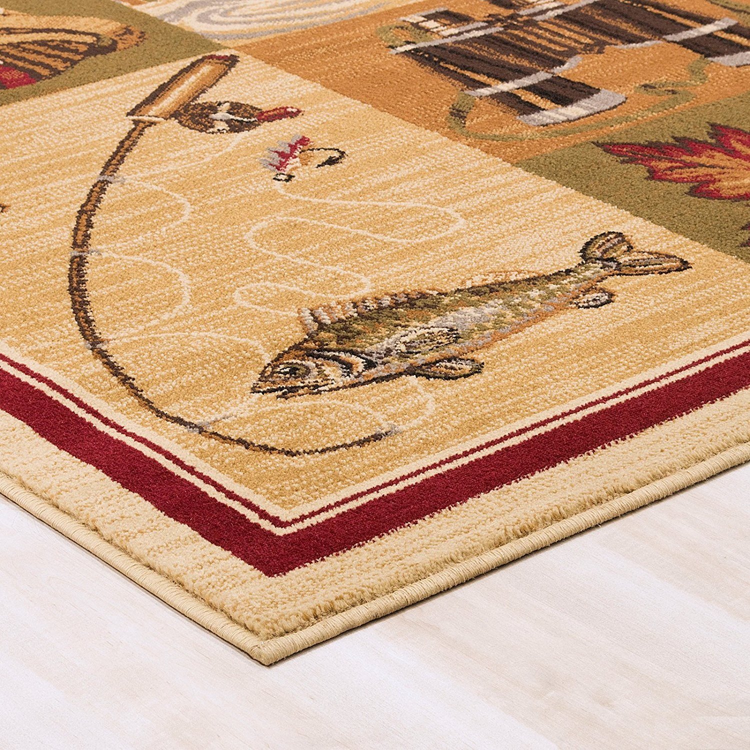 Champion Rugs Wildlife Nature Fishing Duck Scene Area Rug 5'3