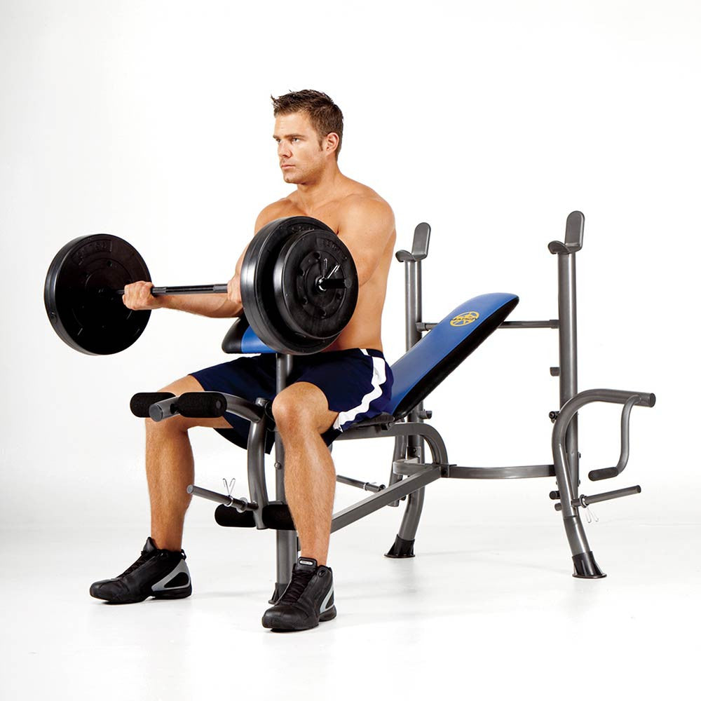 Marcy Standard Weight Bench with 80lb Weight Set - MWB 36780B - Home Gym Equipment for Strength Training & Muscle Building | Perfect for Home Workouts & Fitness Enthusiasts