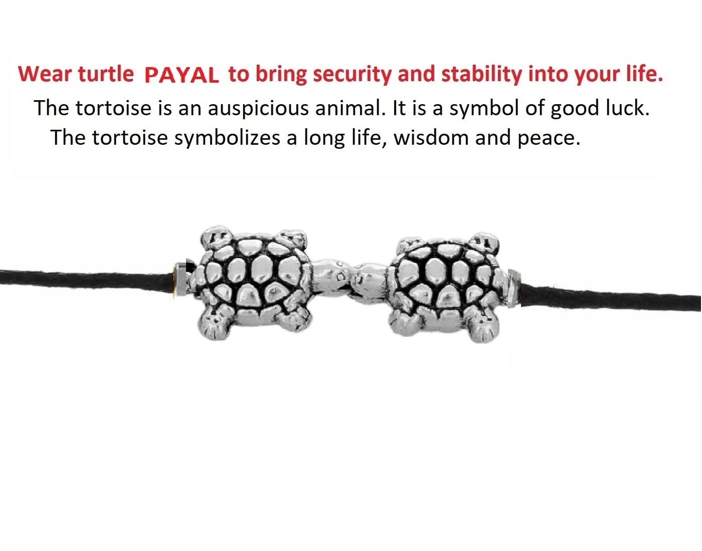 Adjustable Black Nylon Cord Nazar Battu Anklet - Silver Suraksha Fish Tortoise Elephant Butter Fly Charm Payal for Baby Girls & Women | Spiritual Protection Jewelry for Newborns, Toddlers and Adults | Perfect for Festivals, Birthdays and Cultural Celebrations