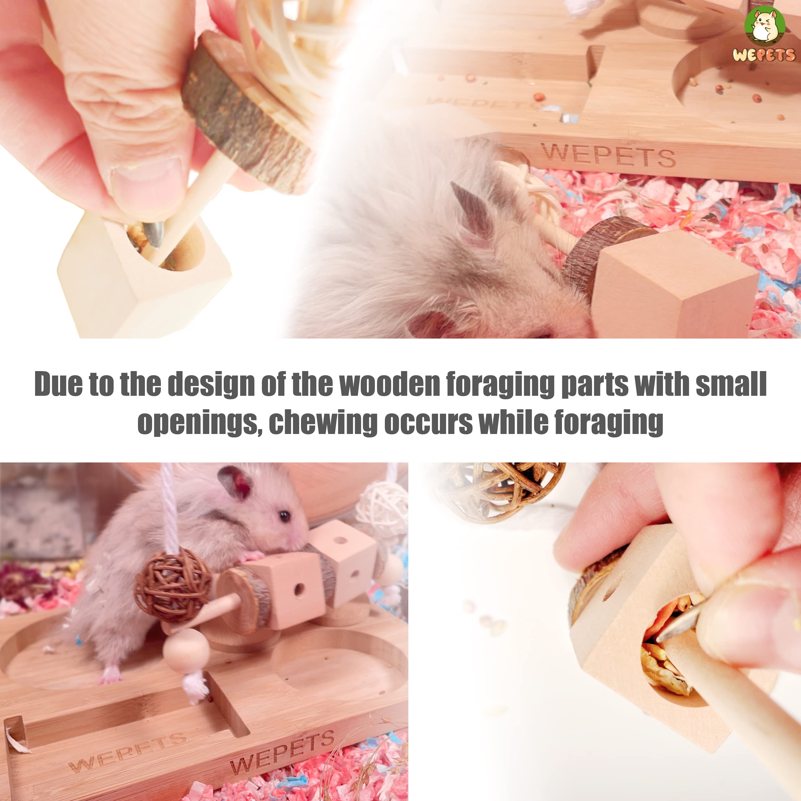 Hamster Chew Toys for Small Pets - Gerbils, Mice, Rats - Natural Wood Teeth Grinding & Stress Relief - Fun Playtime Activity for Happy Hamsters (Pattern D) - Perfect for Cage Enrichment & Boredom Relief