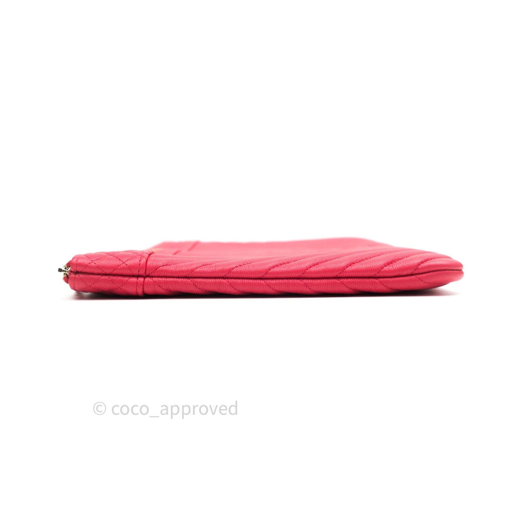 Chanel Chevron Quilted Large Cosmetic Case in Red Caviar Leather with Gold Hardware - Luxury Makeup Bag for Travel & Everyday Use