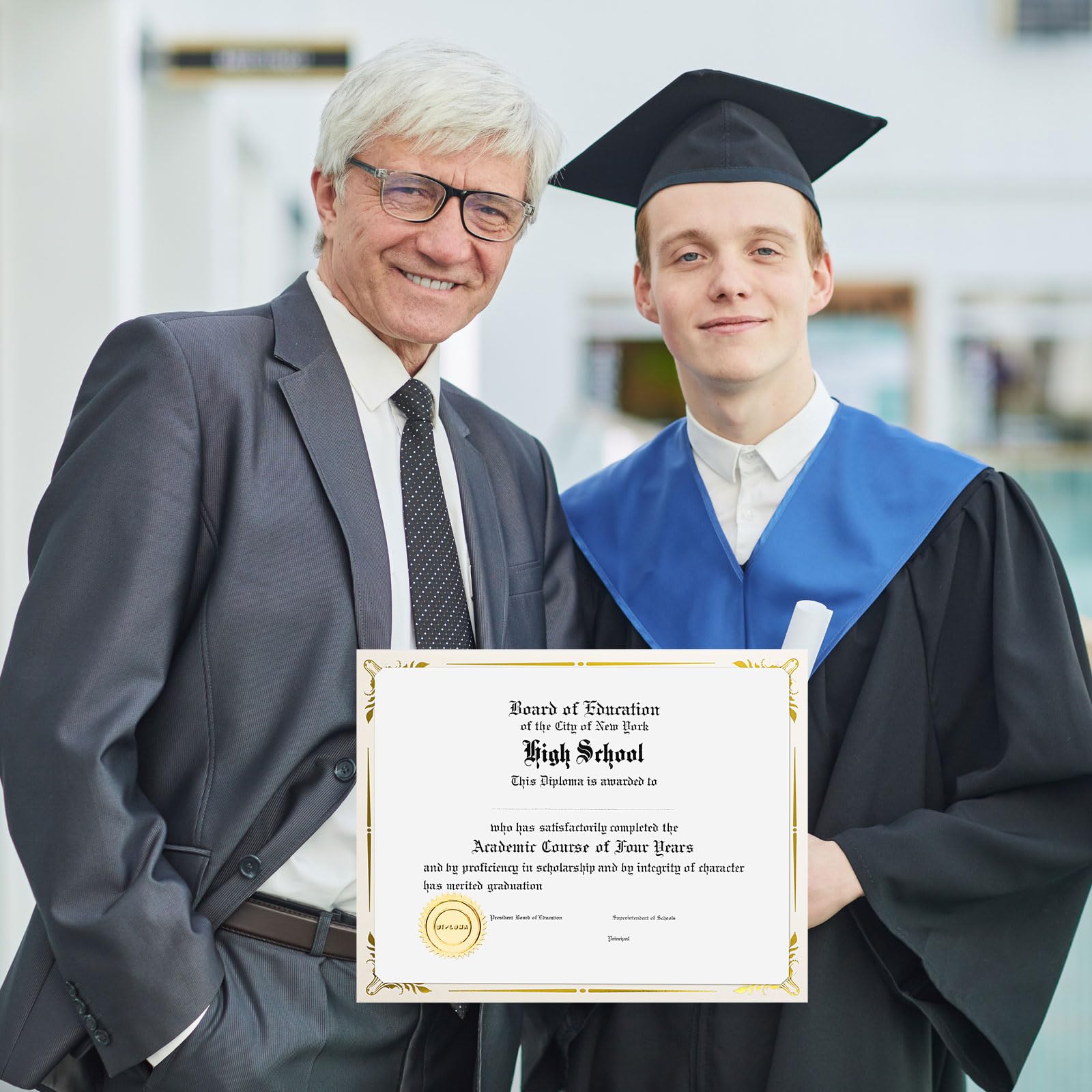 Premium 100-Pack Beige Certificate Holders with Foil Border - 8.5 x 11 Inch Letter Size Document Protectors for Diplomas, Awards, Graduation, Marriage & School Supplies - Perfect for Professional Presentations & Archival Storage