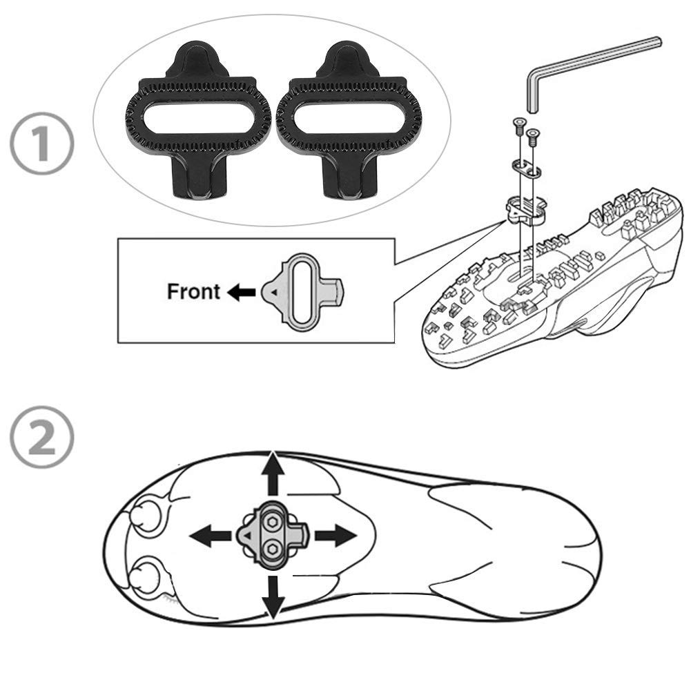 SPD Bike Cleat Set with Pedal Grip & Spacers - Compatible with SPD Pedals | Secure Cycling Shoe Attachment for Road & Mountain Biking