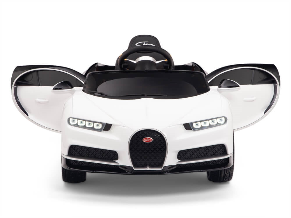 Bugatti Chiron 12V Kids Electric Ride-On Car with Remote Control - White & Black - Perfect for Outdoor Play & Birthday Gifts for Boys & Girls
