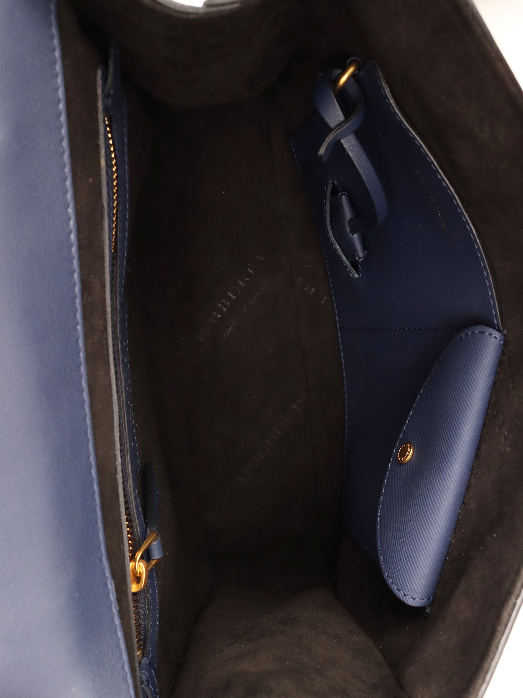 Burberry Blue Leather Top Handle Handbag for Women | Luxury Designer Shoulder Bag & Crossbody Purse | Perfect for Work, Travel, and Evening Events