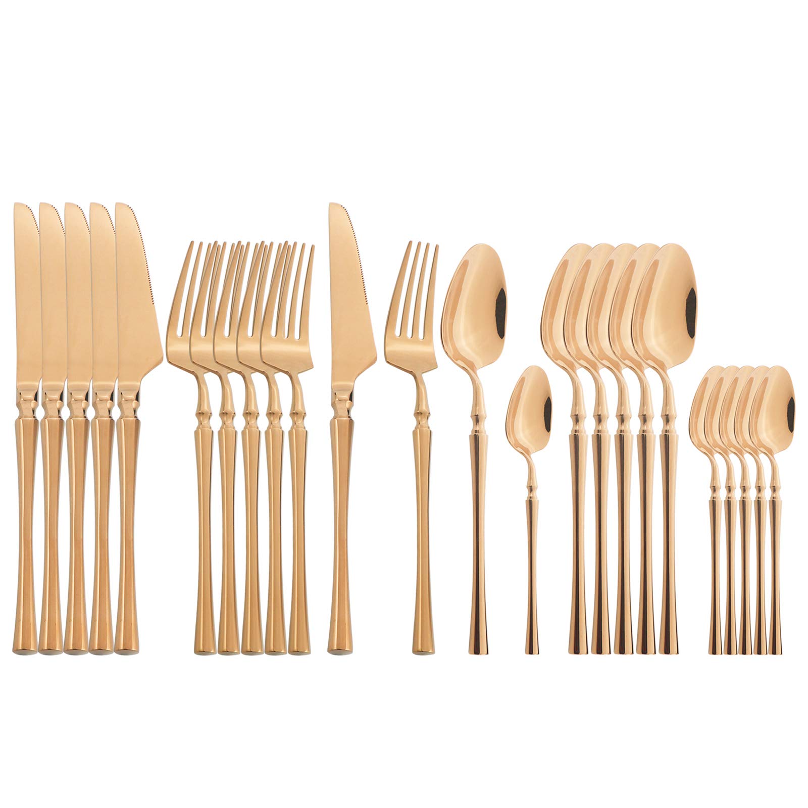 Premium 24-Piece Stainless Steel Silverware Set - Rose Gold Mirror Polished Flatware Cutlery Set for 6, Knives Forks Spoons with Smooth Edges & Modern Design - Perfect for Dinner Parties, Weddings & Upscale Dining
