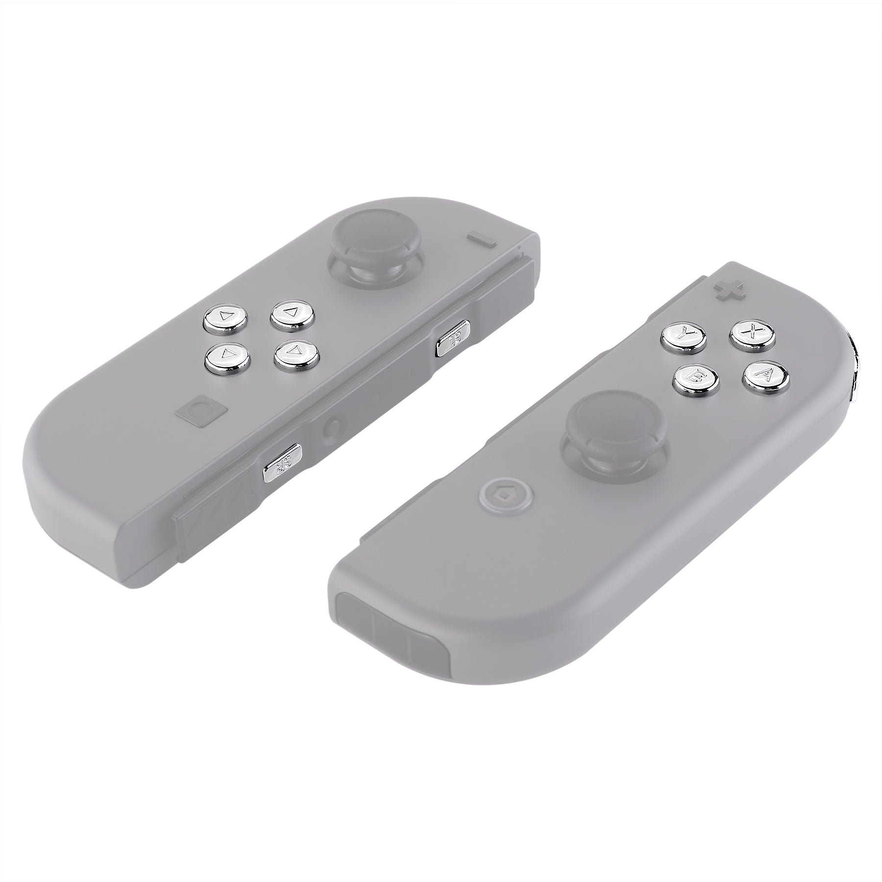 eXtremeRate Chrome Silver Glossy Replacement Button Kit for Nintendo Switch JoyCon & OLED JoyCon - Full Set ABXY, Direction Keys, SR SL L R ZR ZL Triggers with Springs & Tools (Shell Not Included) AJ302 - Perfect for DIY Controller Repair and Customization