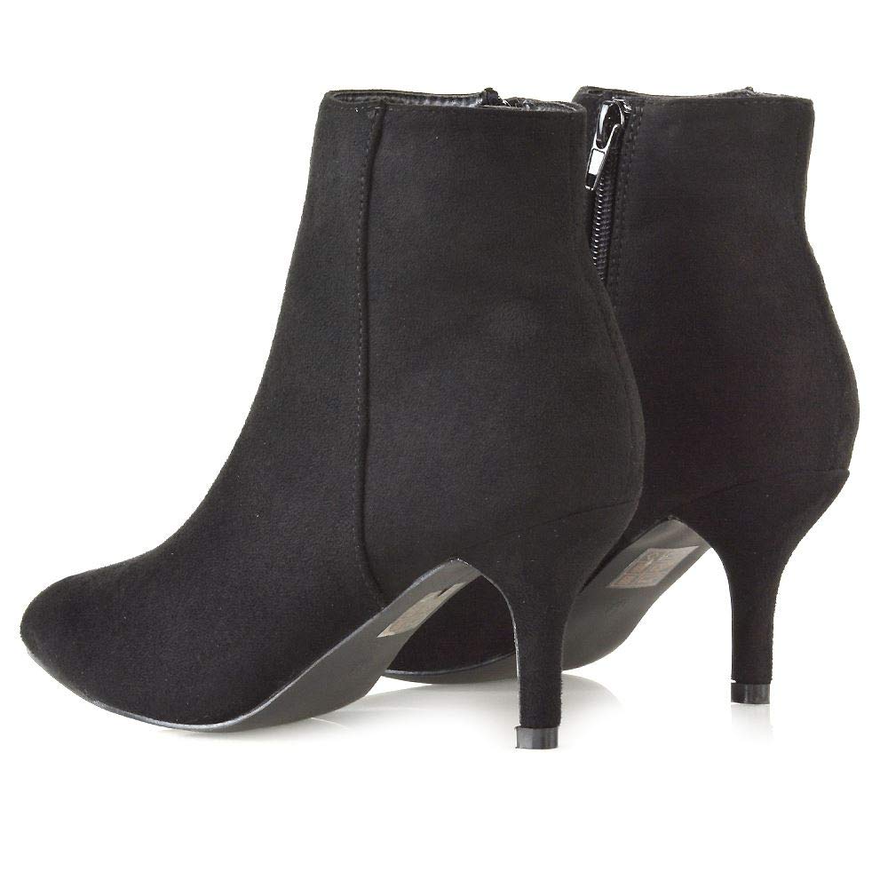 Women's Ankle Boots with Low Kitten Heel - Pointy Toe Zip-Up Booties for Ladies (Available in Multiple Sizes) - Perfect for Office, Date Night & Fall Fashion