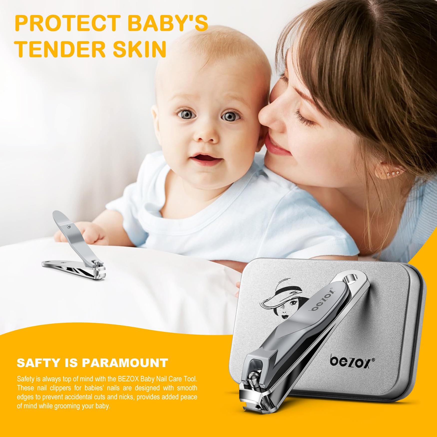 BEZOX Safe Baby Nail Clippers - Small Jaw Kids Nail Trimmer for Infants, Toddlers & Children | Precision Grooming Tool for Tiny Fingers & Toes | Silver | Perfect for Newborn Care & Gentle Nail Maintenance