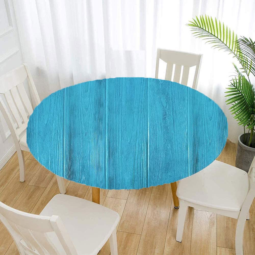 Wood Plank Round Tablecloth - Waterproof & Wipeable Elastic Edge Table Cover with Wood Texture Print - Fits 32 Inch Dining Tables - Perfect for Buffet Parties, Camping & Outdoor Dining
