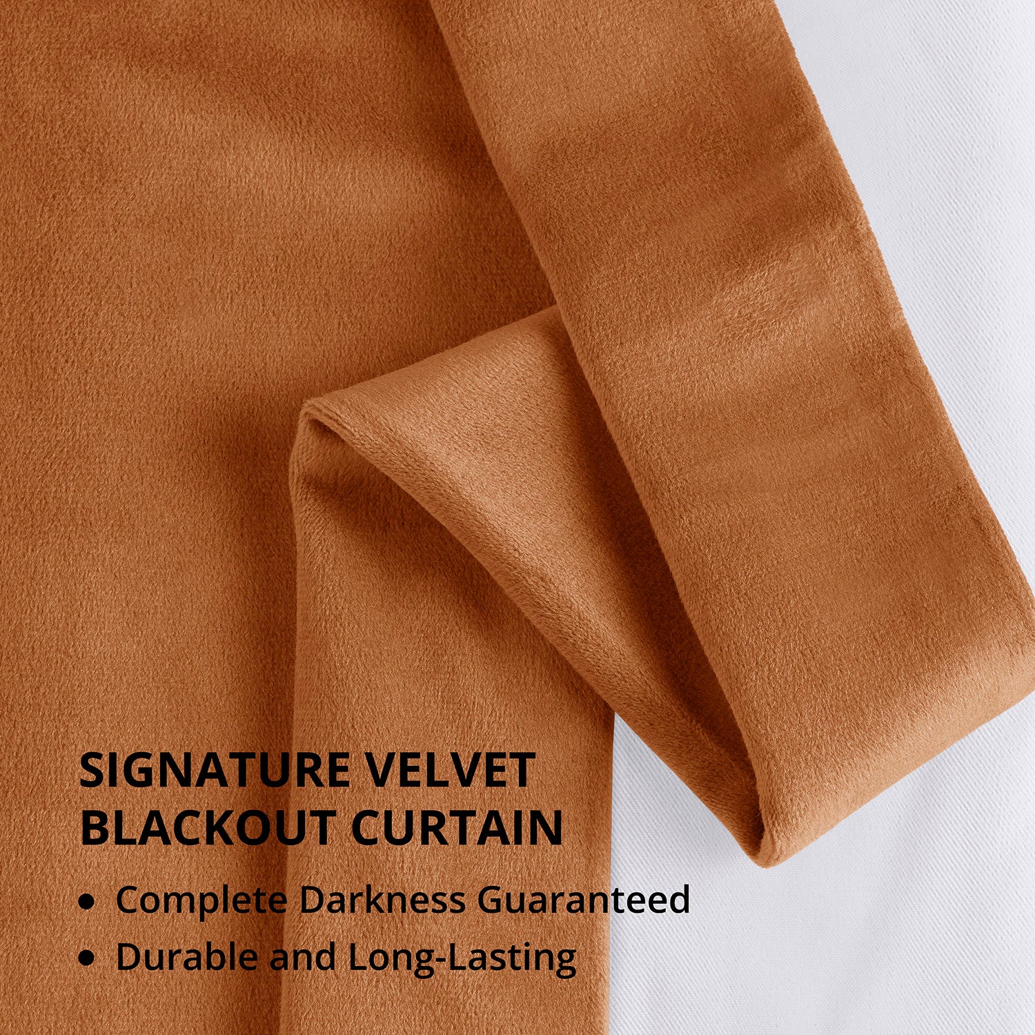 Burnt Pumpkin Signature Velvet Blackout Curtains - Thermal Insulated Room Darkening Drapes for Bedroom, Living Room & Nursery - Noise Reducing Window Treatments for Better Sleep