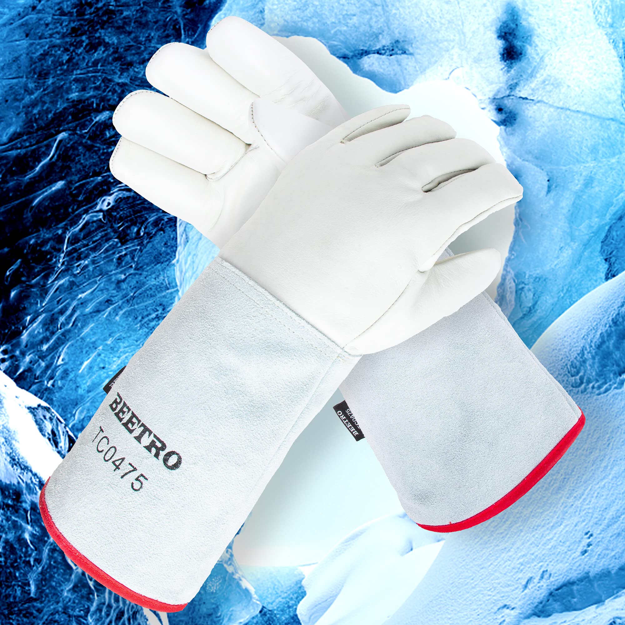 BEETRO Extreme Cold Resistant Gloves -180℃/-292℉ for Dry Ice & Liquid Nitrogen Handling with Sponge & Cotton Lining - Perfect for Lab Work, Cryotherapy, and Industrial Freezer Use