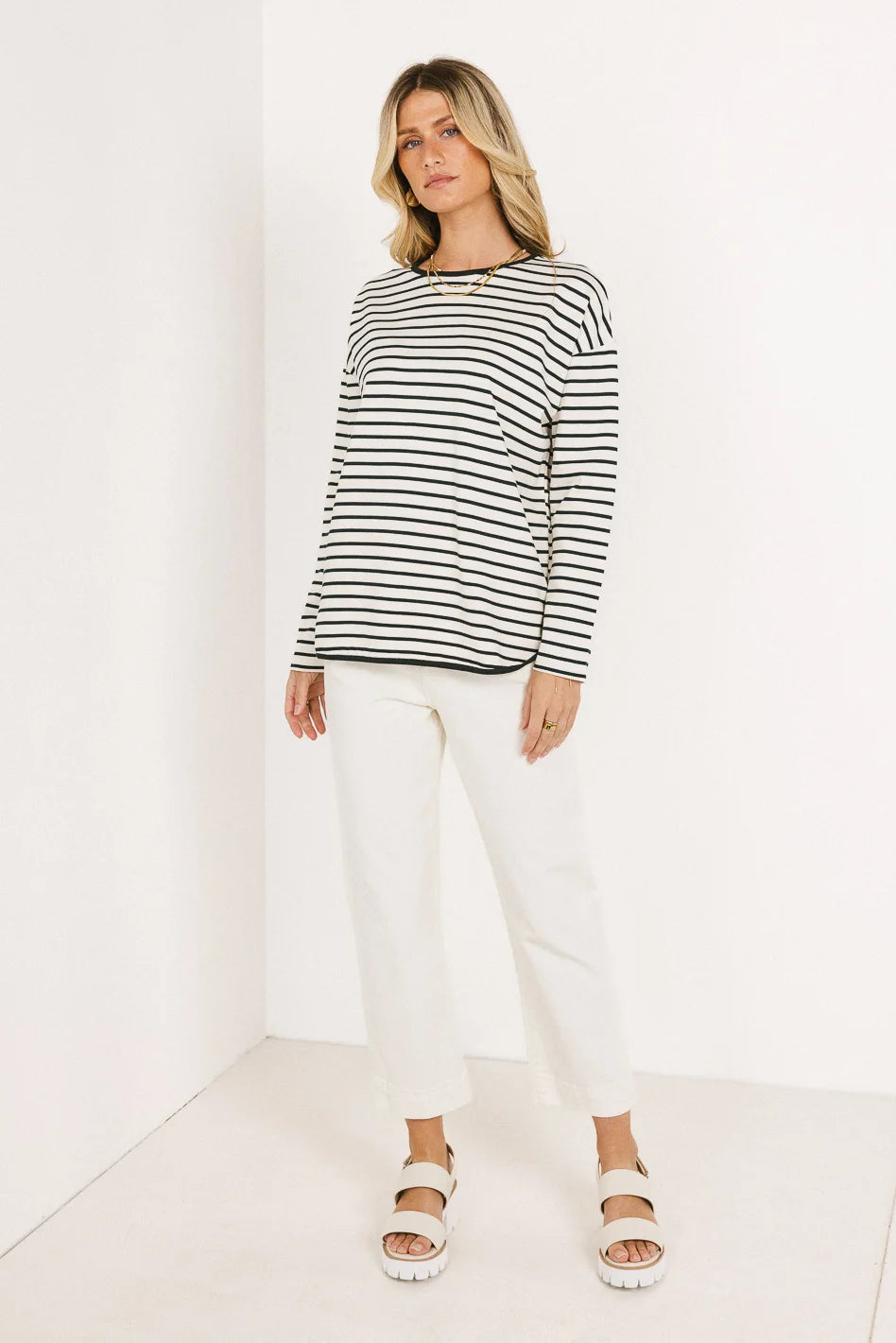 Farah Striped Green Top for Women | Trendy Casual & Office Wear | Perfect for Spring & Summer Outfits