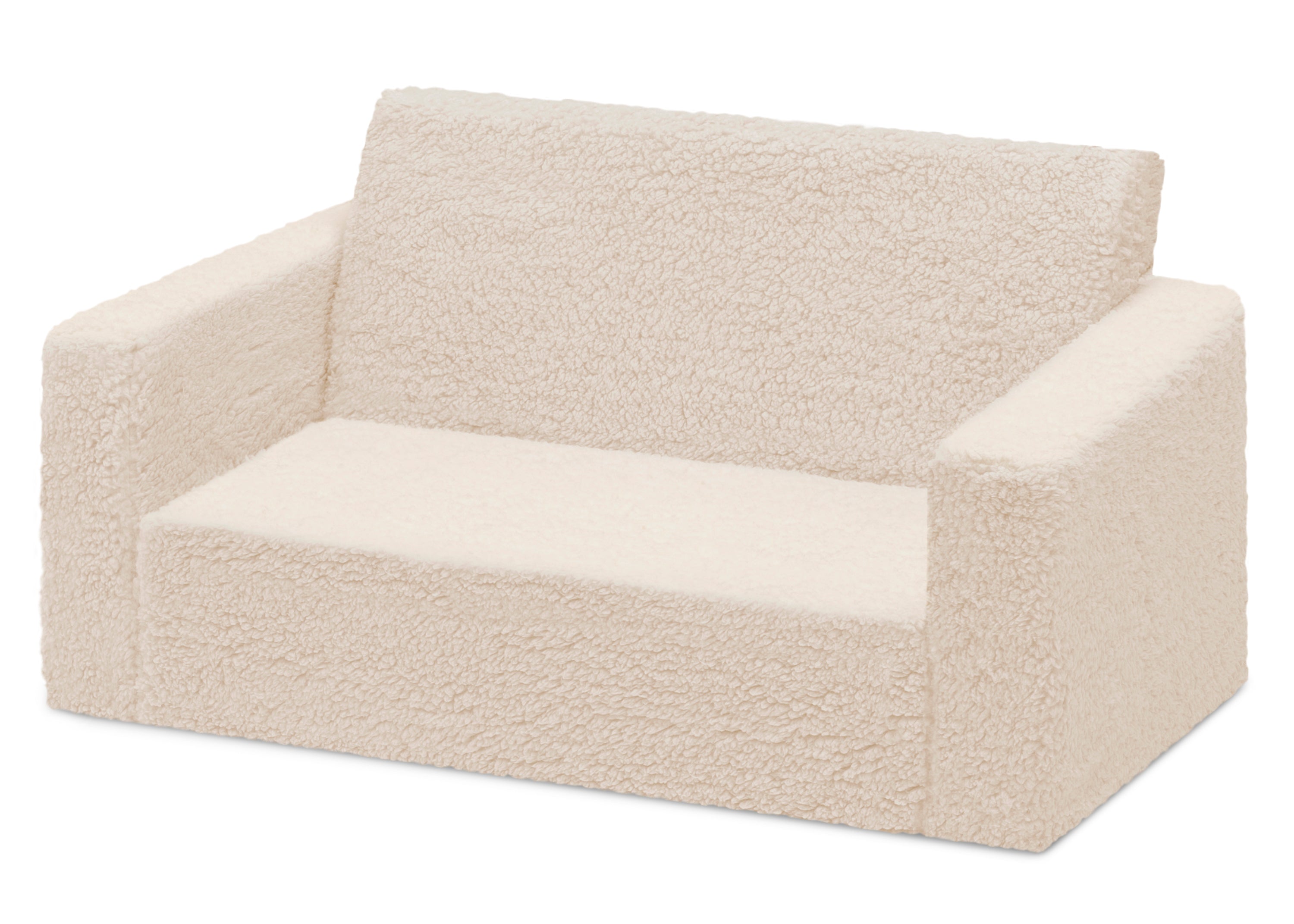 CoZee Flip Out Sherpa 2-in-1 Convertible Kids Sofa to Lounger - Soft & Comfortable for Playroom, Nursery or Bedroom - Perfect for Reading, Napping & Relaxing