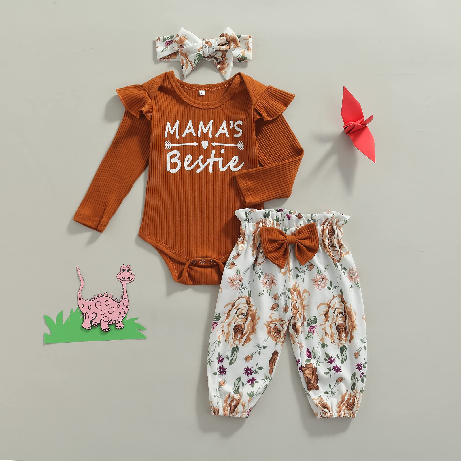 Adorable Newborn Baby Girl Outfits - Ribbed Romper & Floral Shorts Set | Cute Infant Clothes for Fall | Perfect for Photos, Playdates & Special Occasions