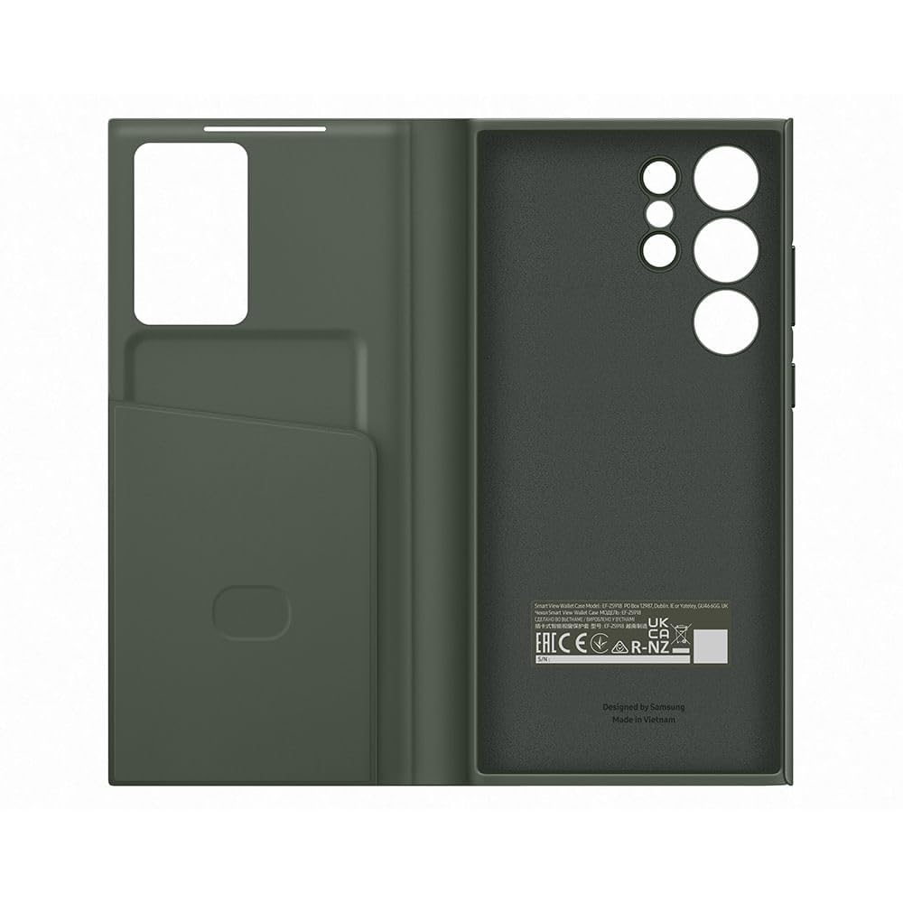 Samsung Galaxy S23 Ultra Smart View Wallet Case with Card Slot & Viewing Window - Khaki | Slim Protective Phone Cover for Credit Cards & ID | Perfect for Work, Travel & Everyday Use
