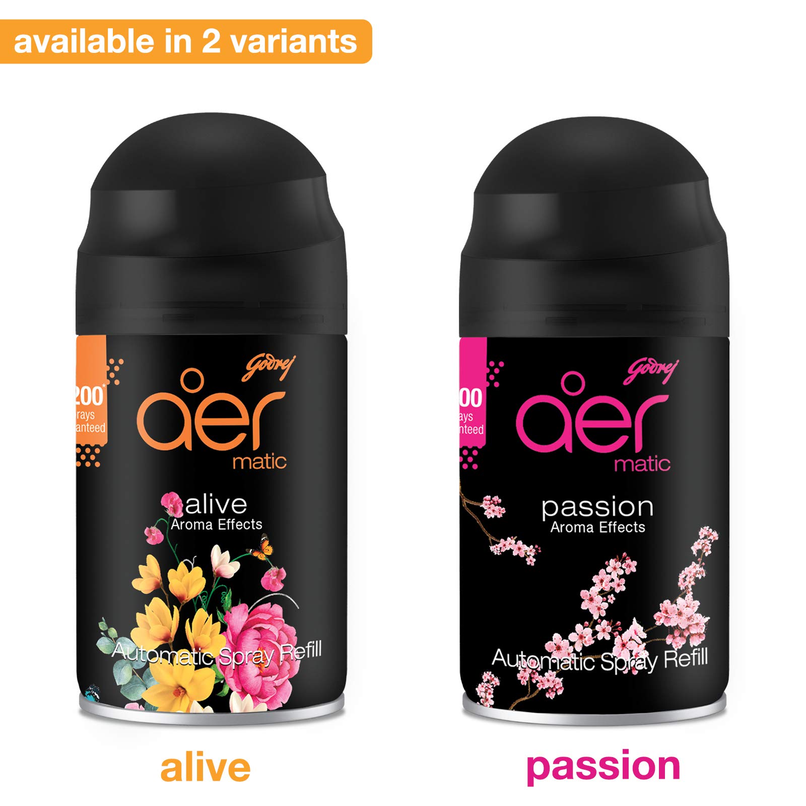 Godrej Aer Matic Refill - Automatic Air Freshener with 2200 Sprays | Lasts 60 Days | 225ml Room Deodorizer for Home, Office & Car | Fresh Alive Scent