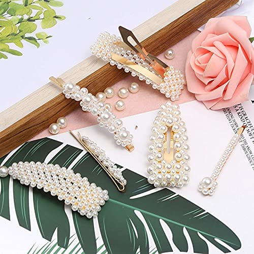Shidara Pearl Hair Clips for Women & Girls - Large Fashion Hair Pins & Barrettes Set (12 Pieces, Multi-Color) - Perfect for Weddings, Parties & Everyday Styling